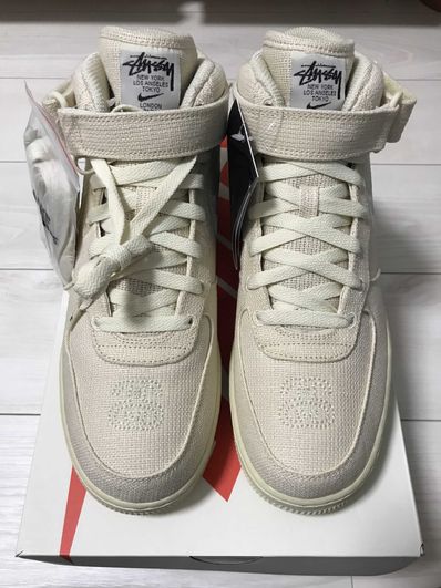 Stussy × Nike Air Force 1 Mid "Fossil Stone"