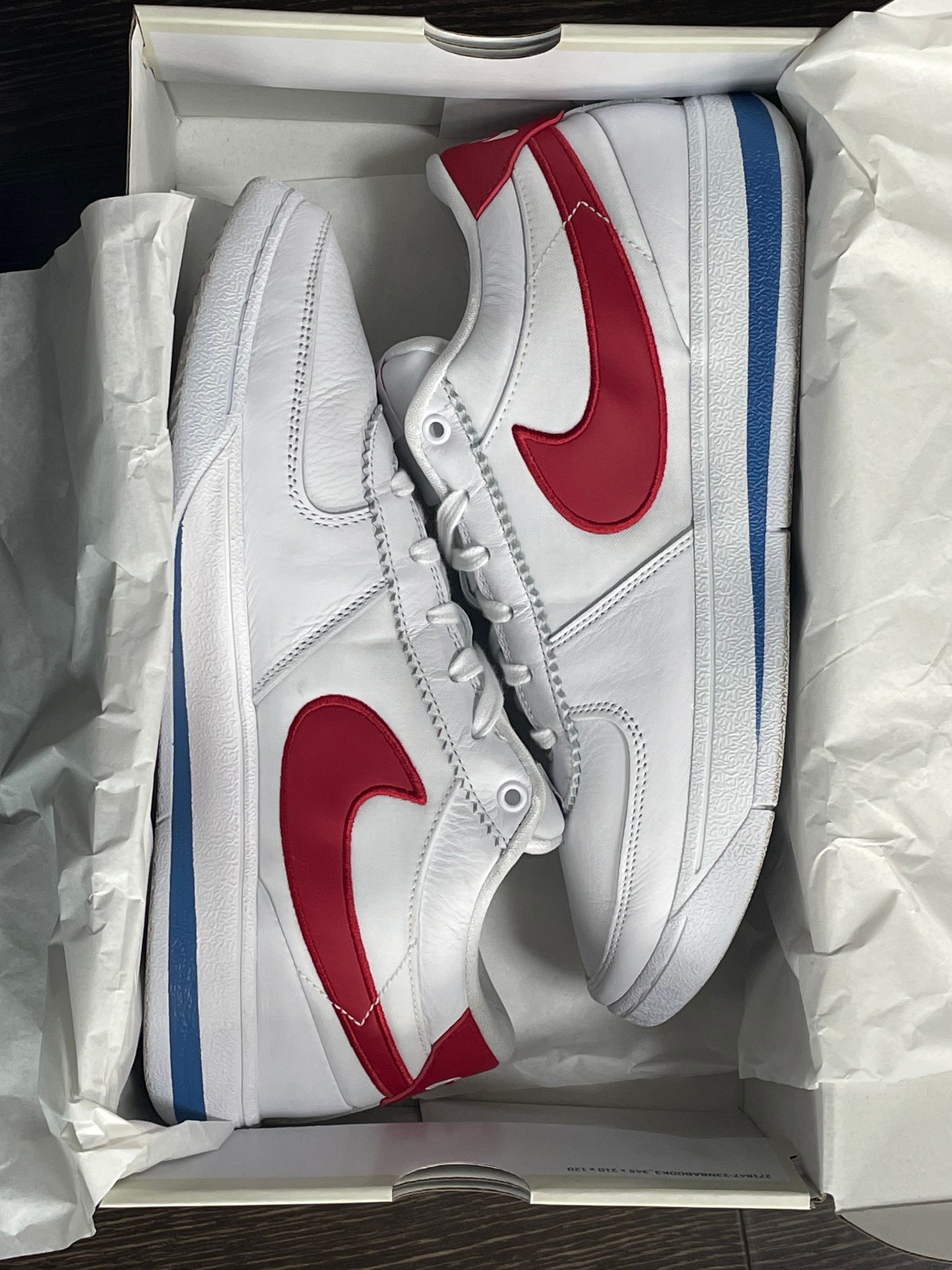 Nike Book 1 Cortez "Forrest Gump/White and Varsity Red" (FJ4250-105/FJ4249-105)