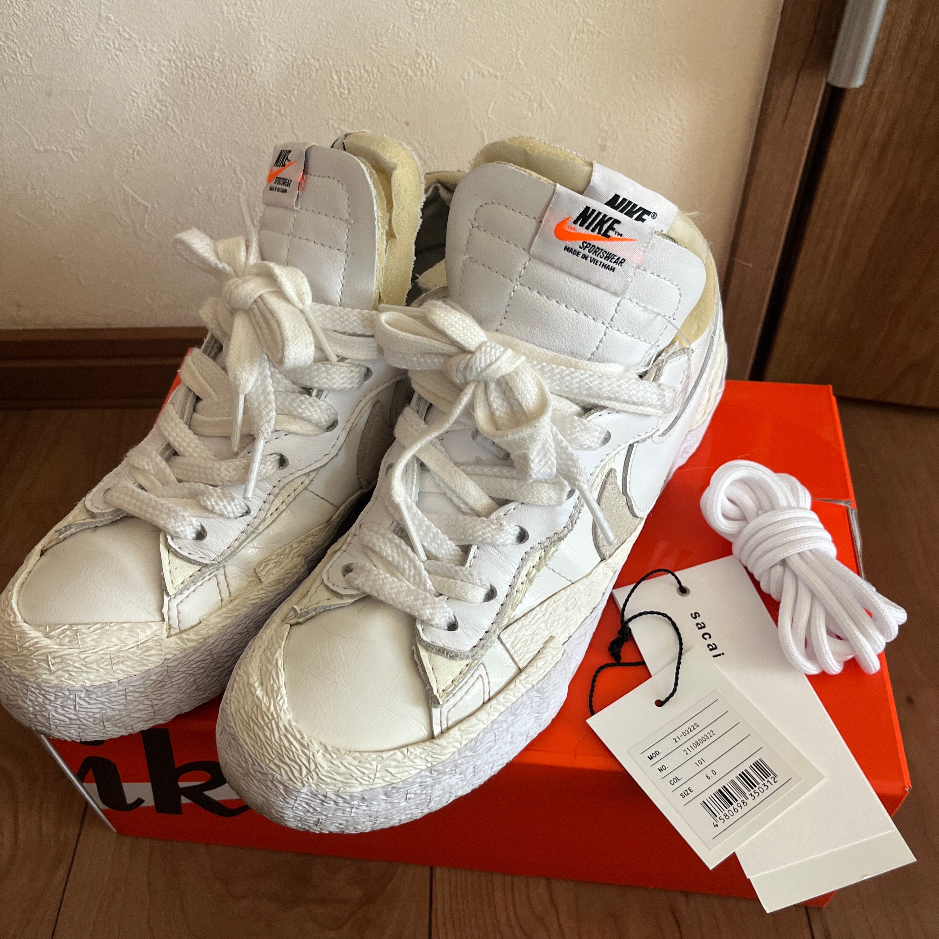 sacai × Nike Blazer Low "White Patent Leather"