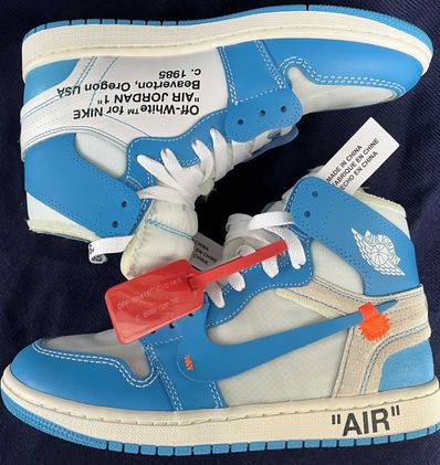 Off-White × Nike Air Jordan 1 High UNC "White/Dark Powder Blue"