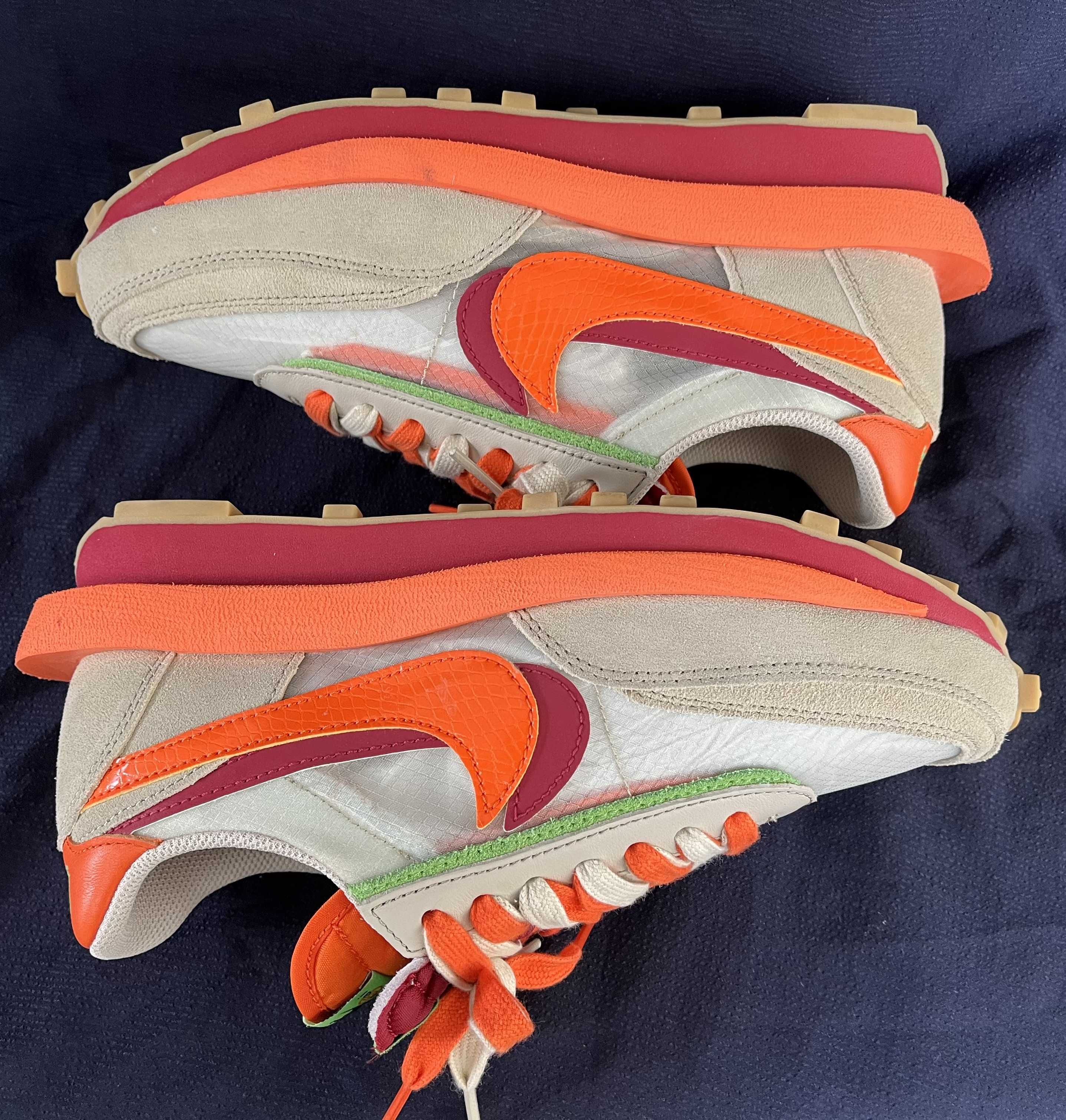 CLOT × Sacai × Nike LD Waffle "Orange Blaze"