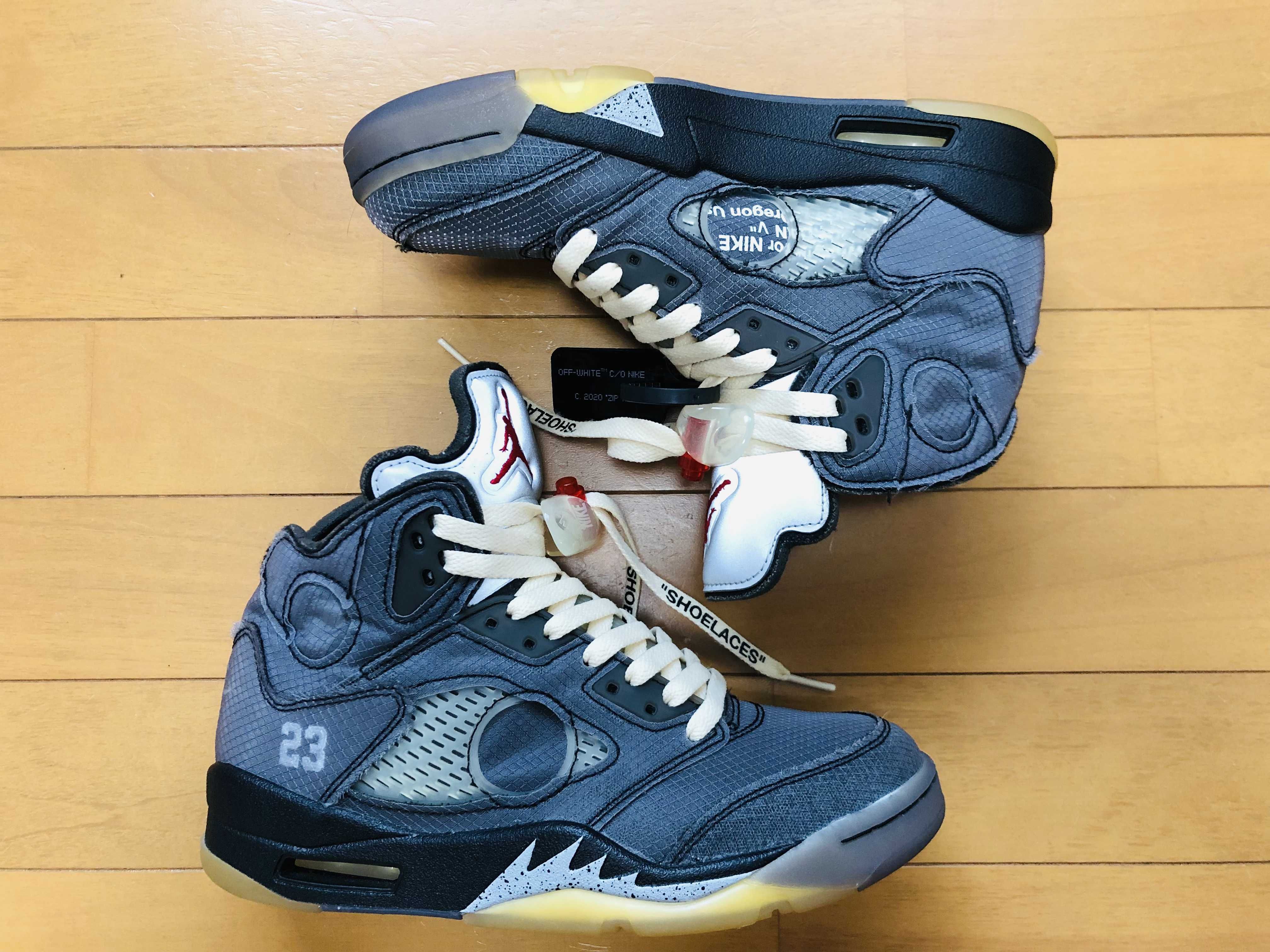 Off-White × Nike Air Jordan 5 "Black/Muslin/Fire Red"