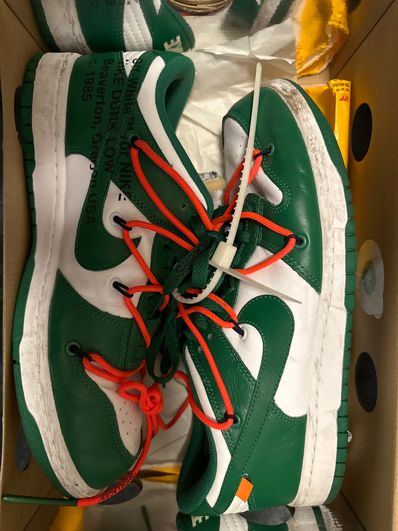Off-White × Nike Dunk Low "White/Pine Green"