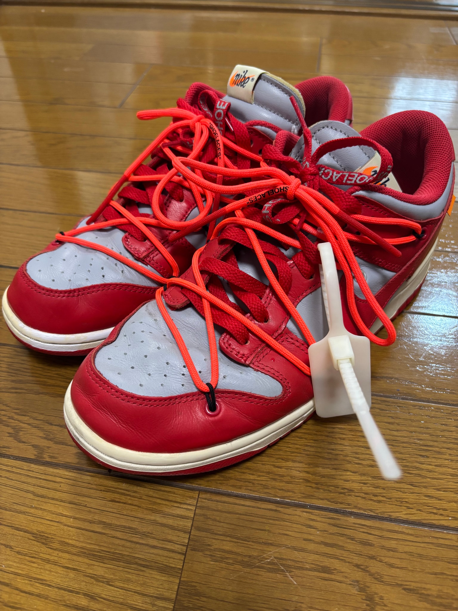 Off-White × Nike Dunk Low "University Red/Wolf Grey"