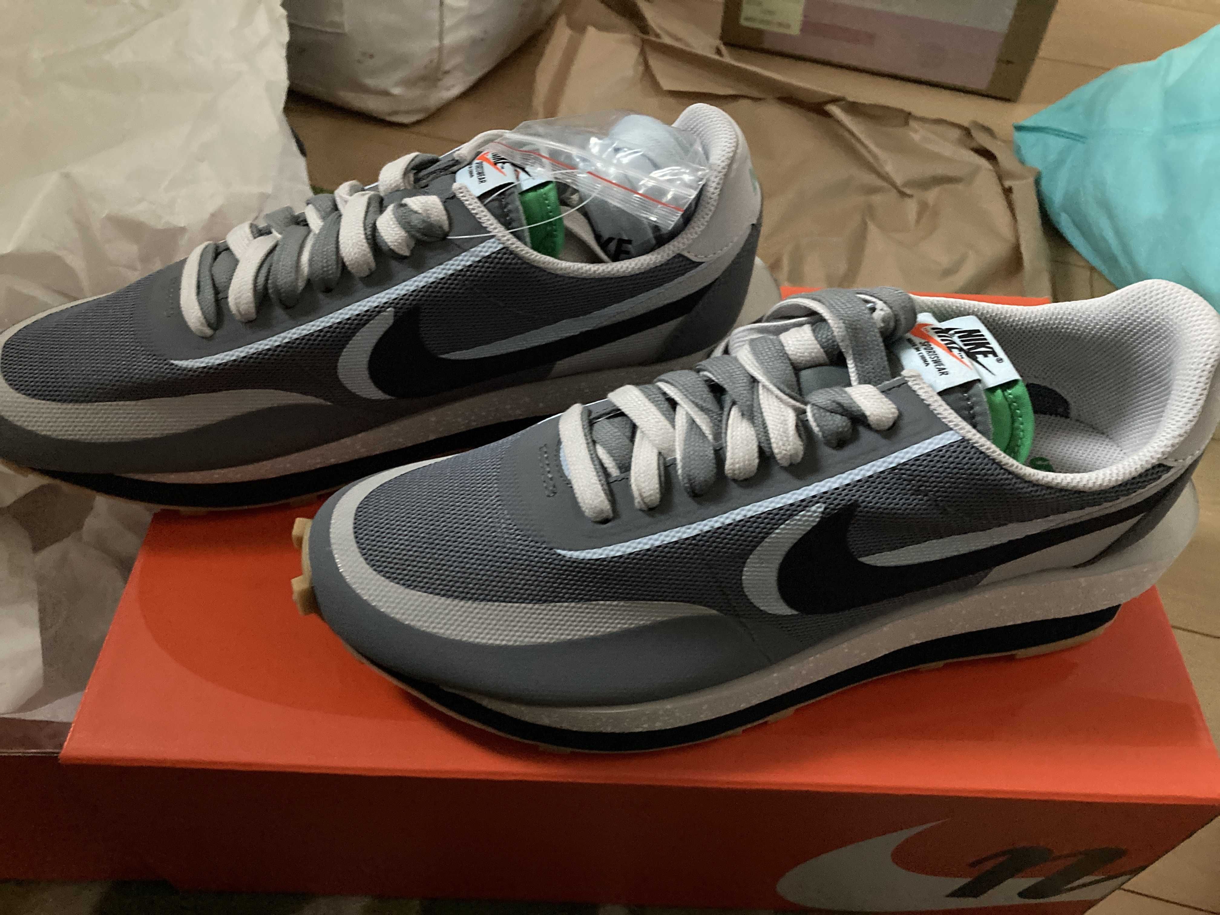 CLOT × Sacai × Nike LD Waffle "Grey Obsidian/Cool Grey"