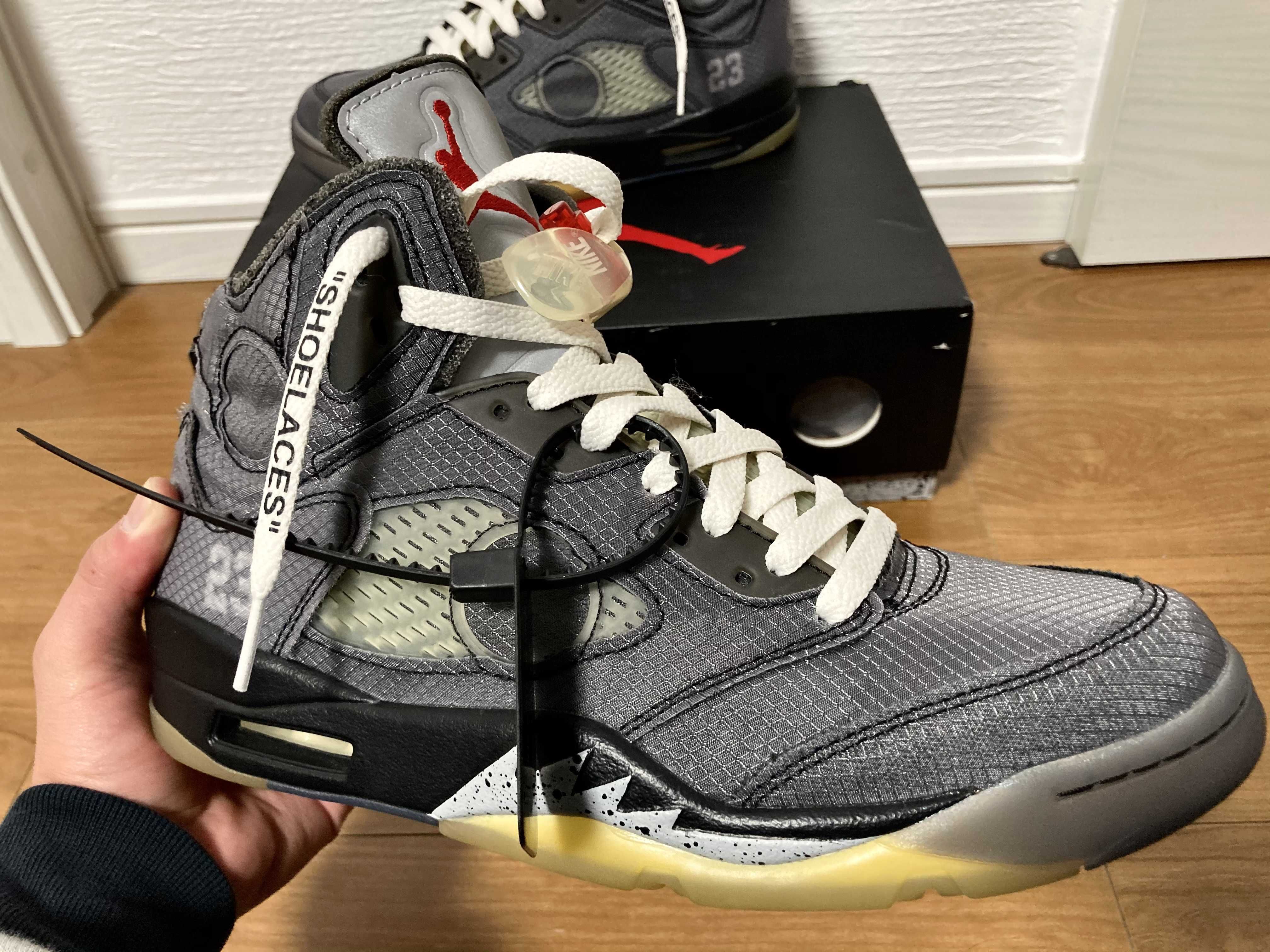Off-White × Nike Air Jordan 5 "Black/Muslin/Fire Red"