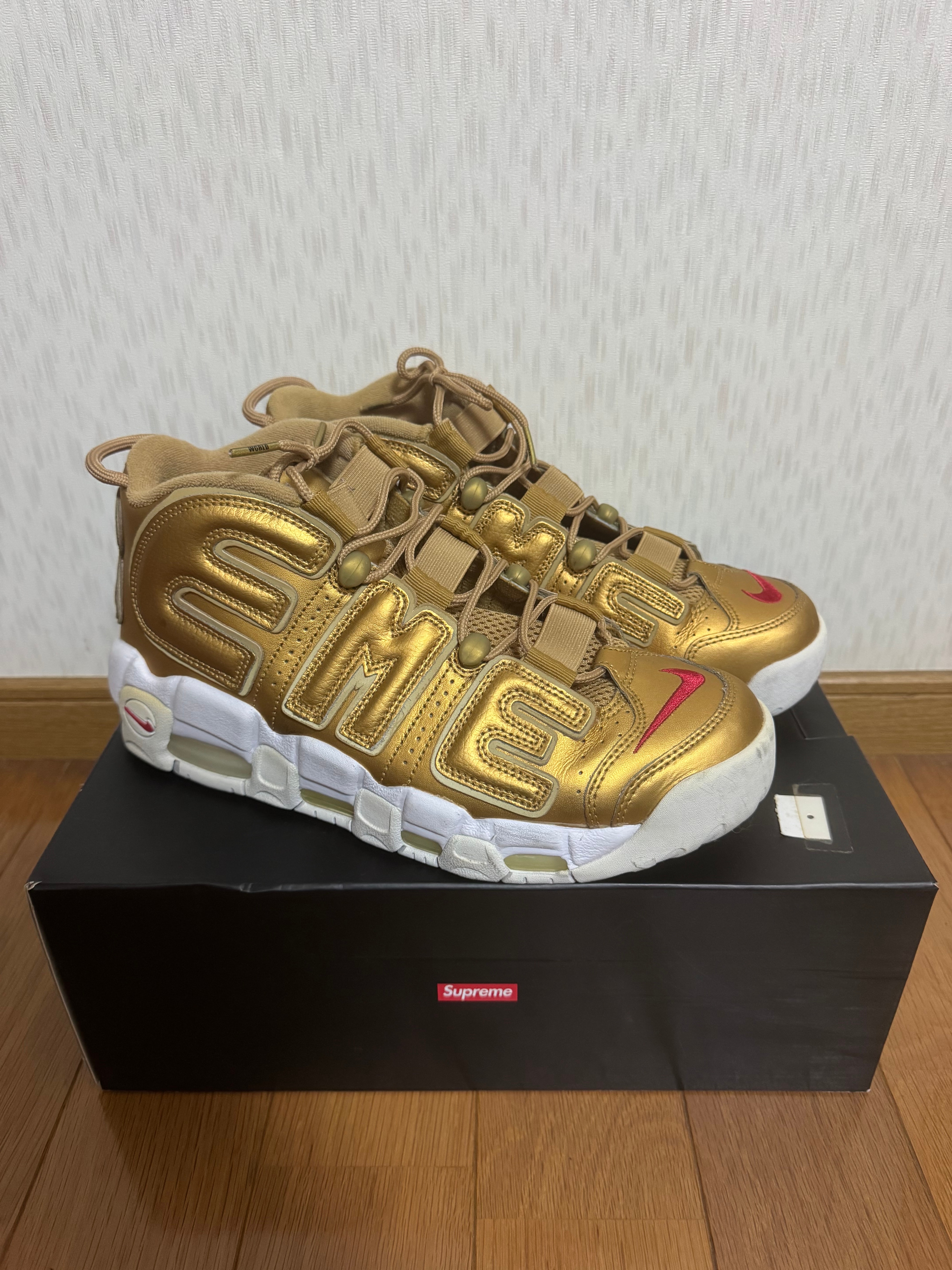 Supreme × Nike Air More Uptempo "Metallic Gold"