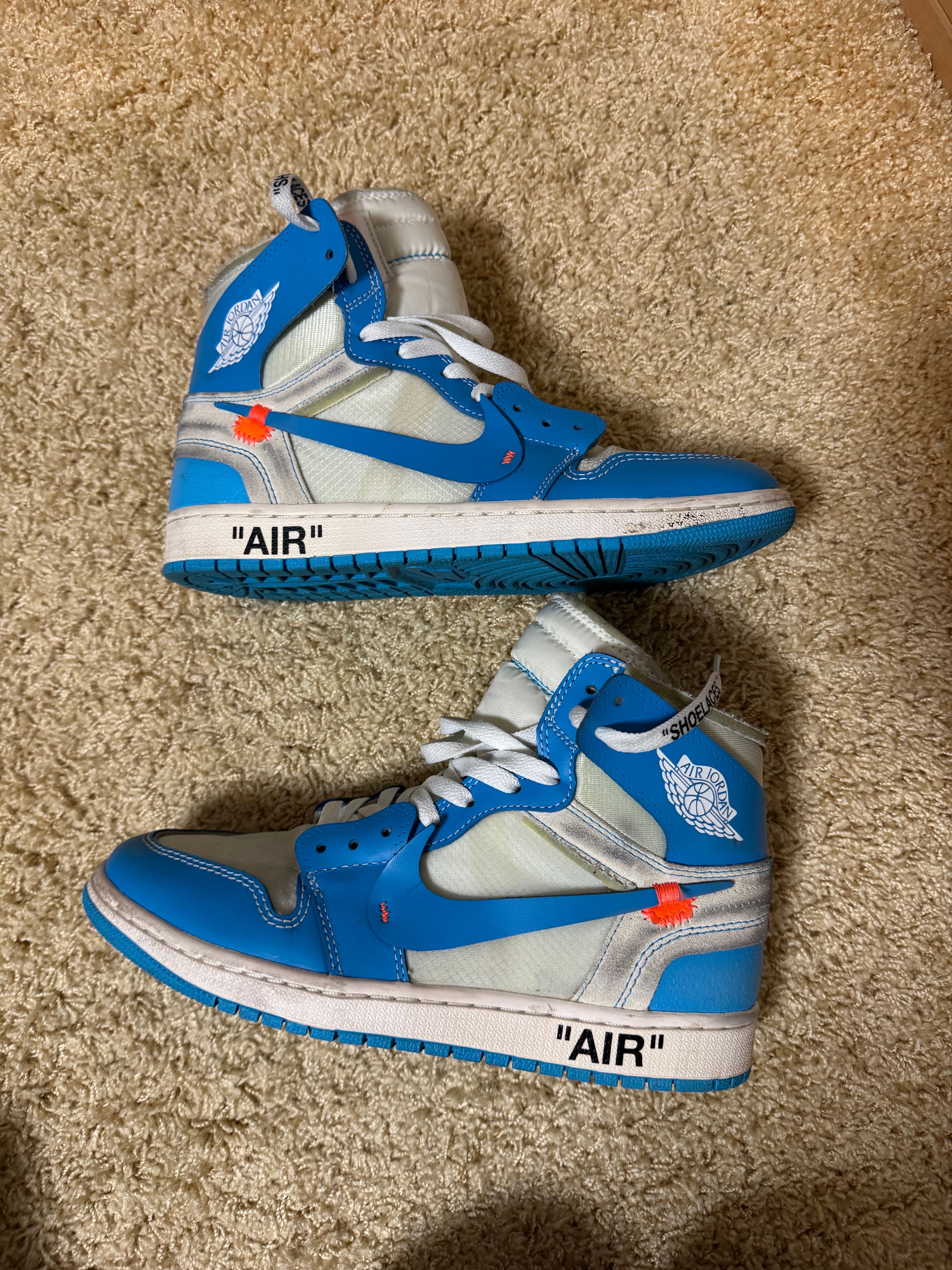Off-White × Nike Air Jordan 1 High UNC "White/Dark Powder Blue"