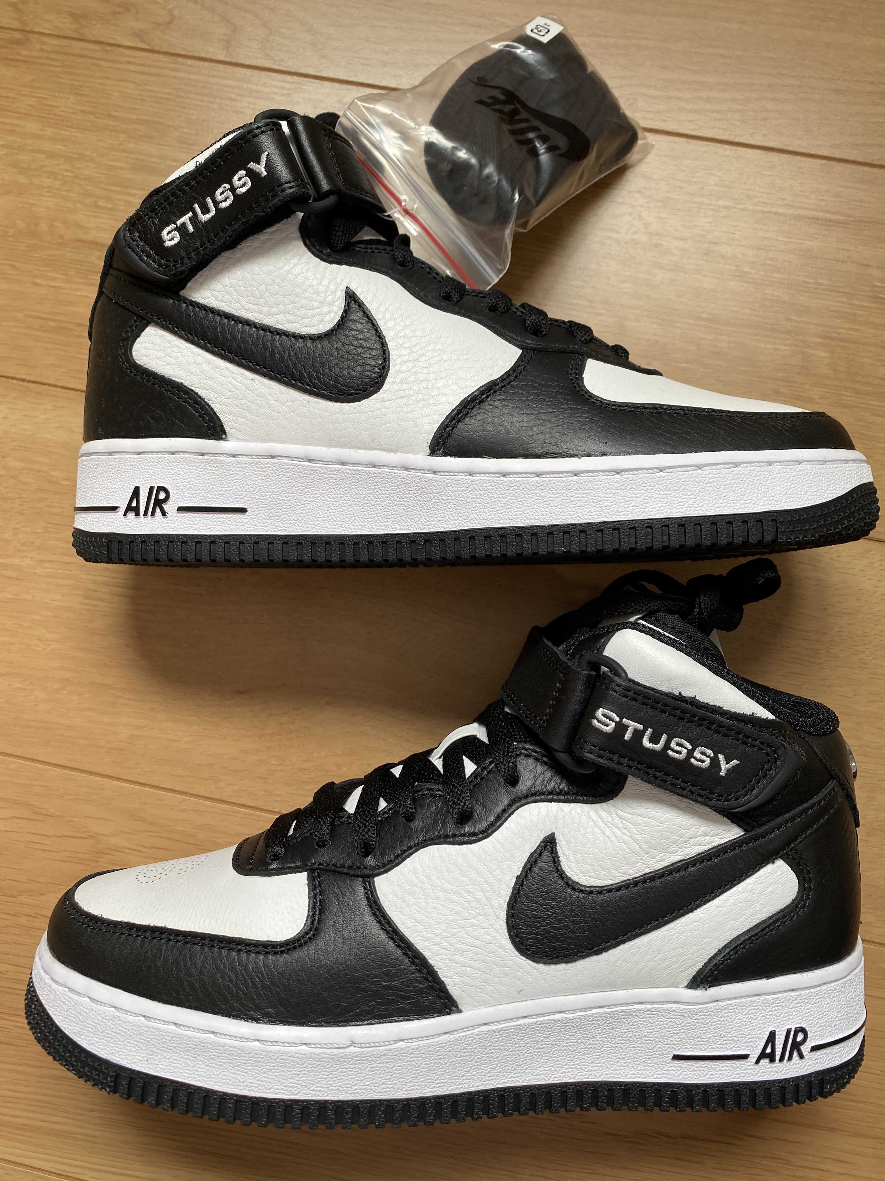 Stussy × Nike Air Force 1 Mid "Black and Light Bone"
