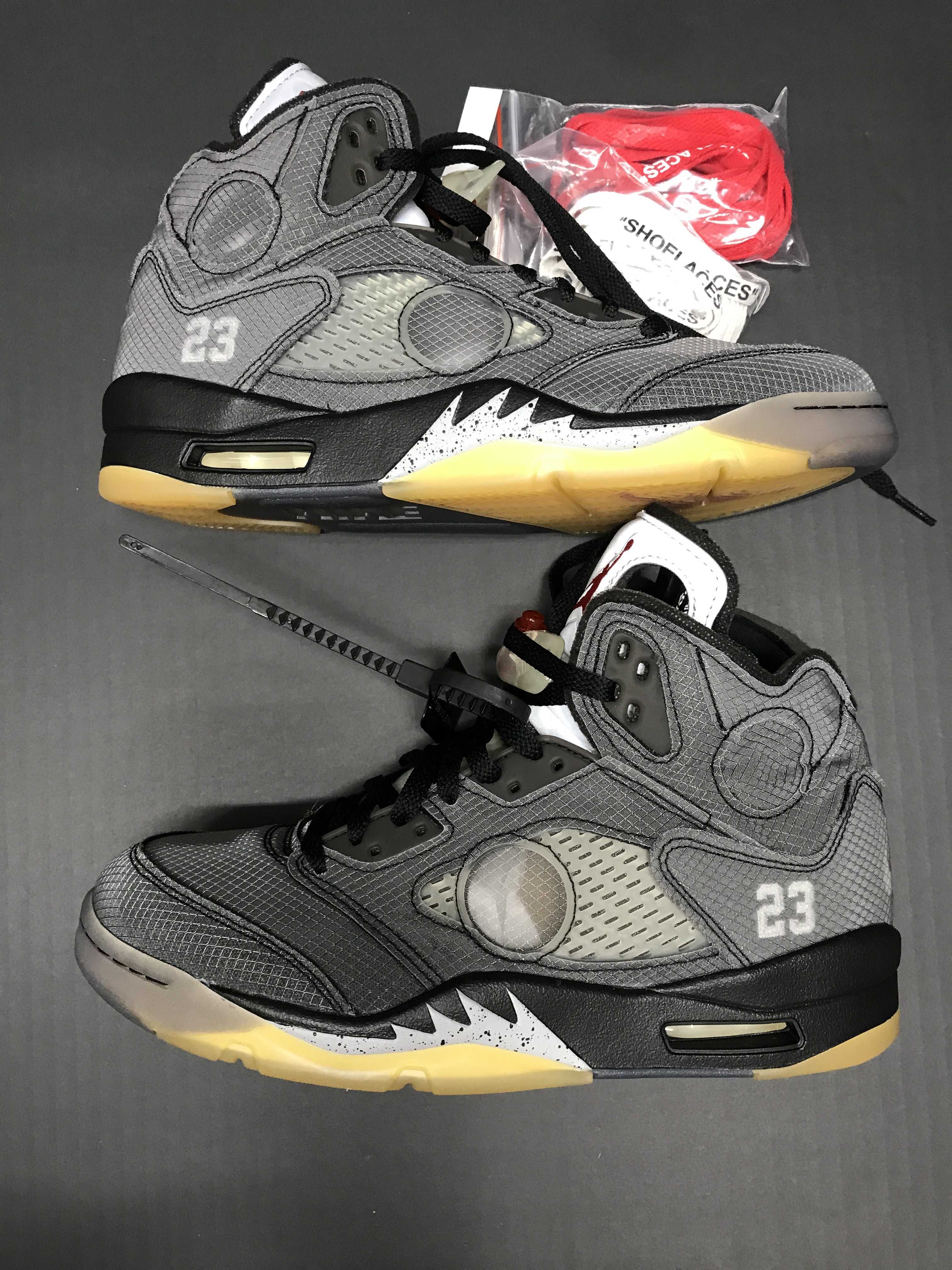 Off-White × Nike Air Jordan 5 "Black/Muslin/Fire Red"