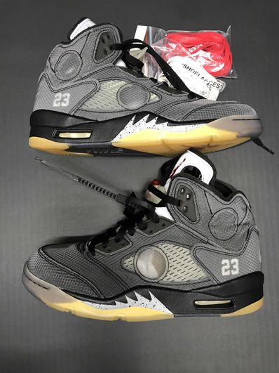 Off-White × Nike Air Jordan 5 "Black/Muslin/Fire Red"