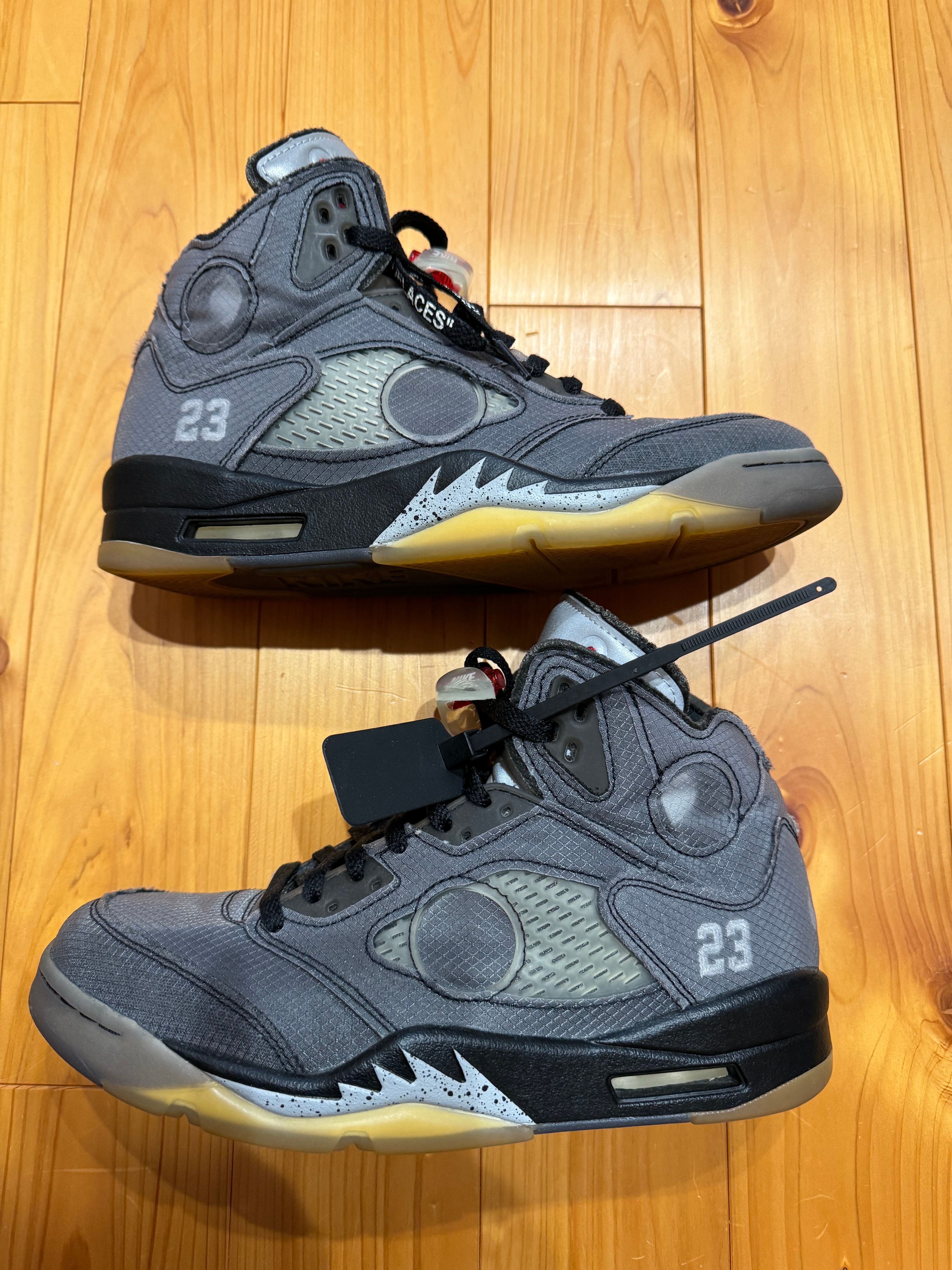 Off-White × Nike Air Jordan 5 "Black/Muslin/Fire Red"