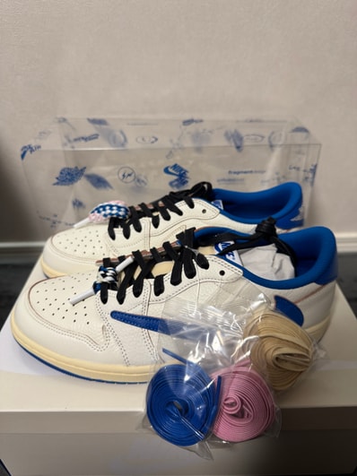 Travis Scott × fragment design × Nike Air Jordan 1 Low OG "Sail/Military Blue"