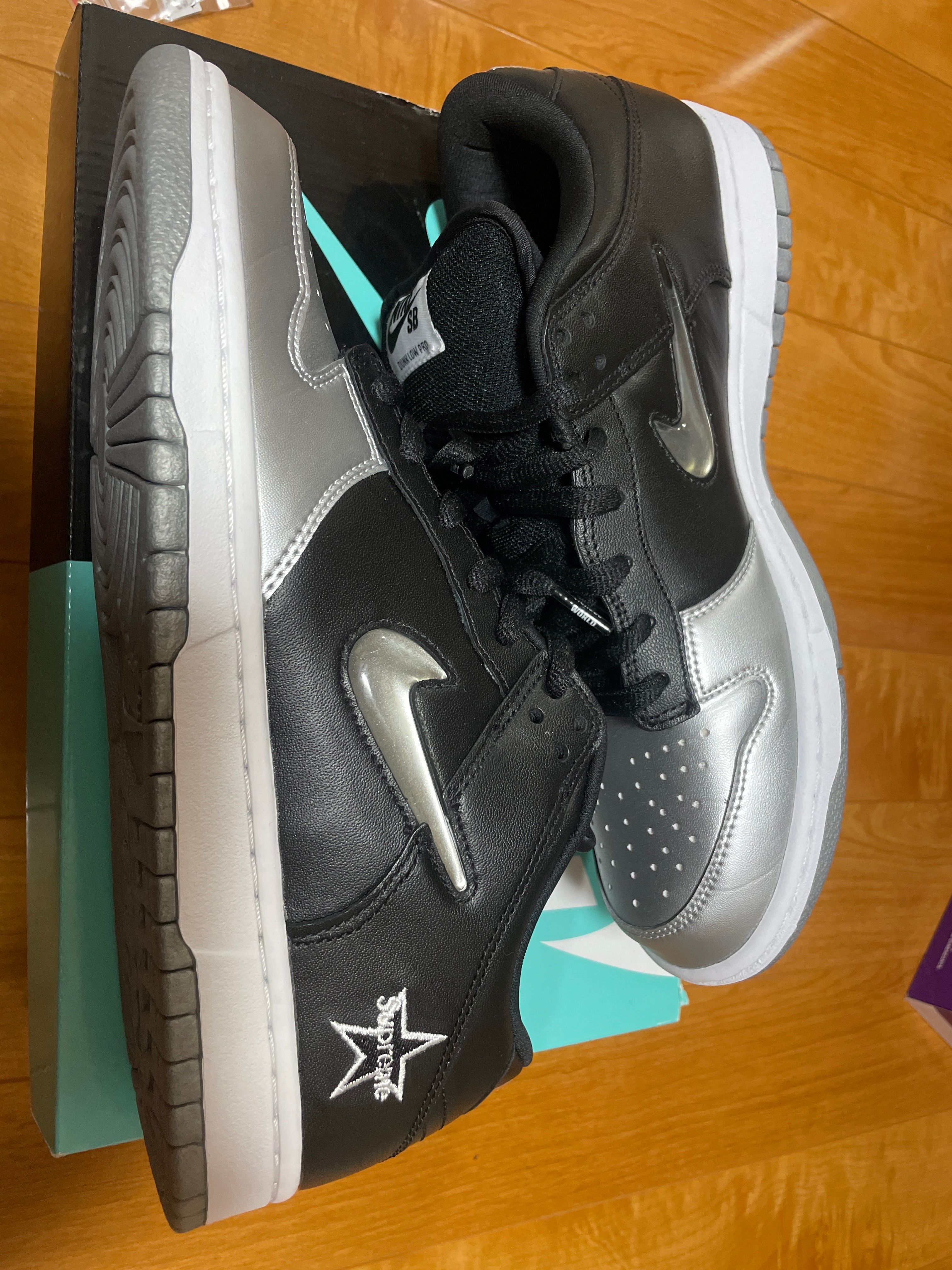 Supreme × Nike Dunk Low "Metallic Silver/Black"