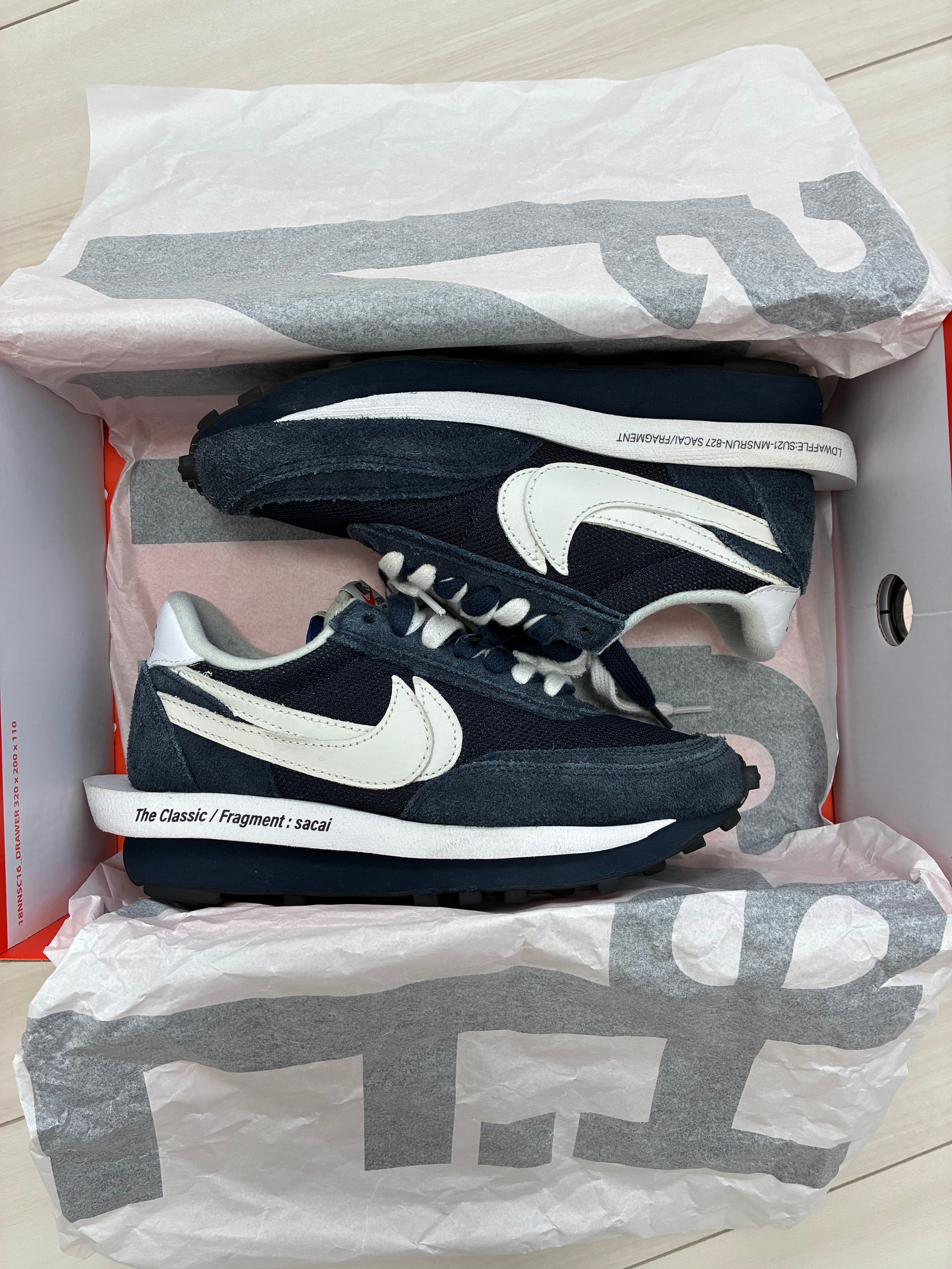 fragment design × sacai × Nike LD Waffle "Blackended Blue"