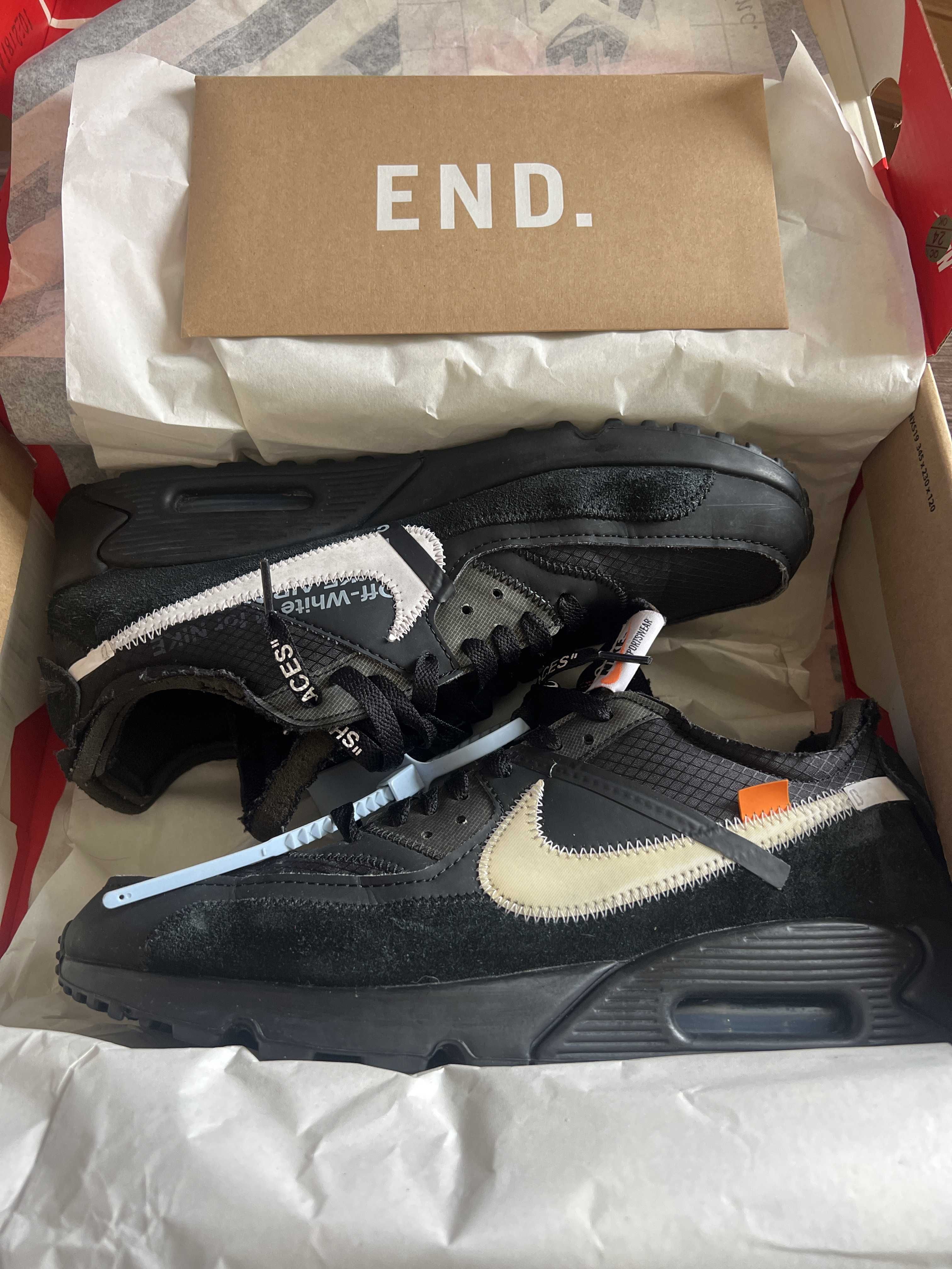 Off-White × Nike Air Max 90 "Black/Black-Cone-White"