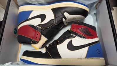 fragment design × UNION × Nike Air Jordan 1 High OG "Black/Varsity Red"
