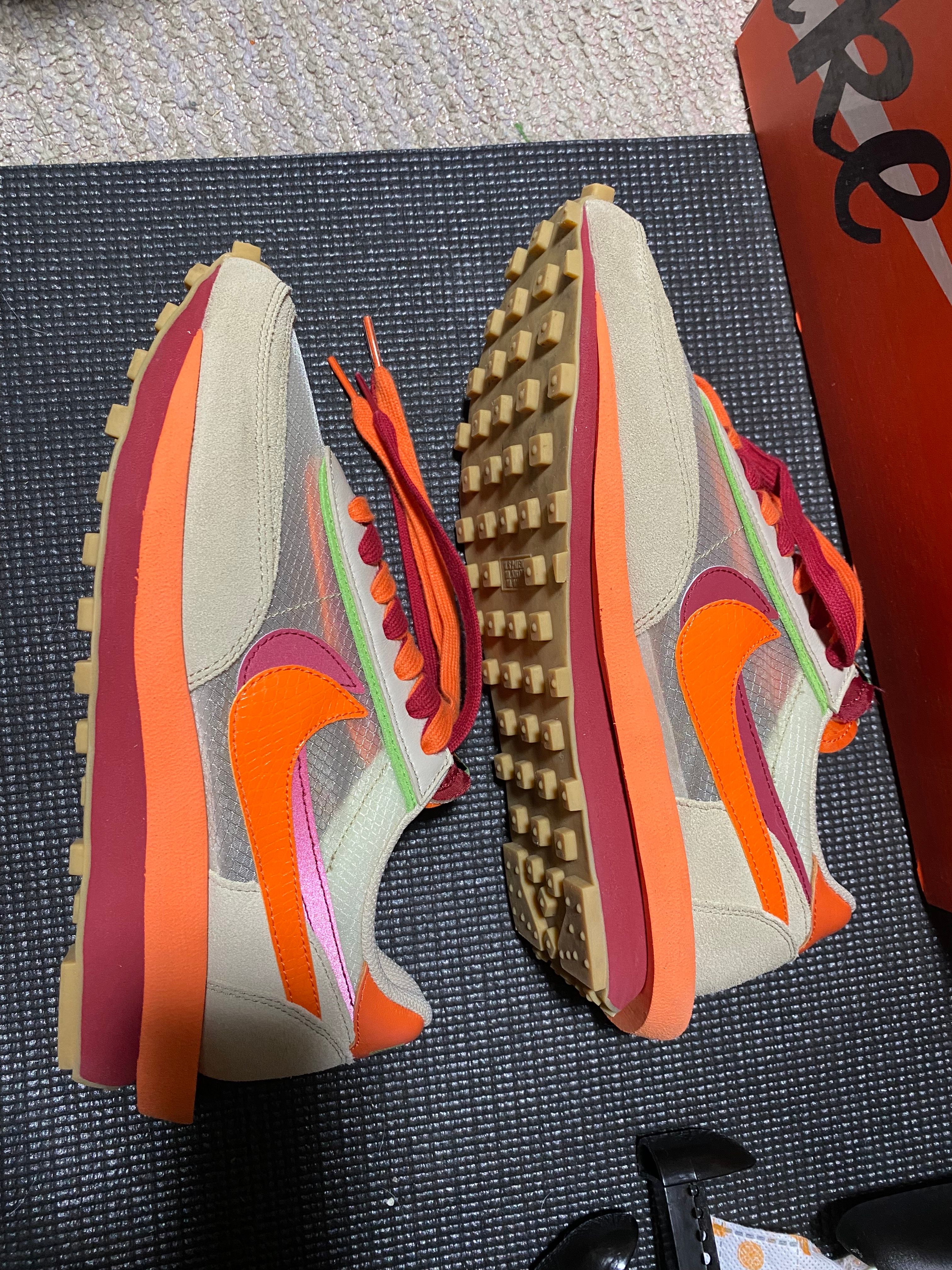 CLOT × Sacai × Nike LD Waffle "Orange Blaze"