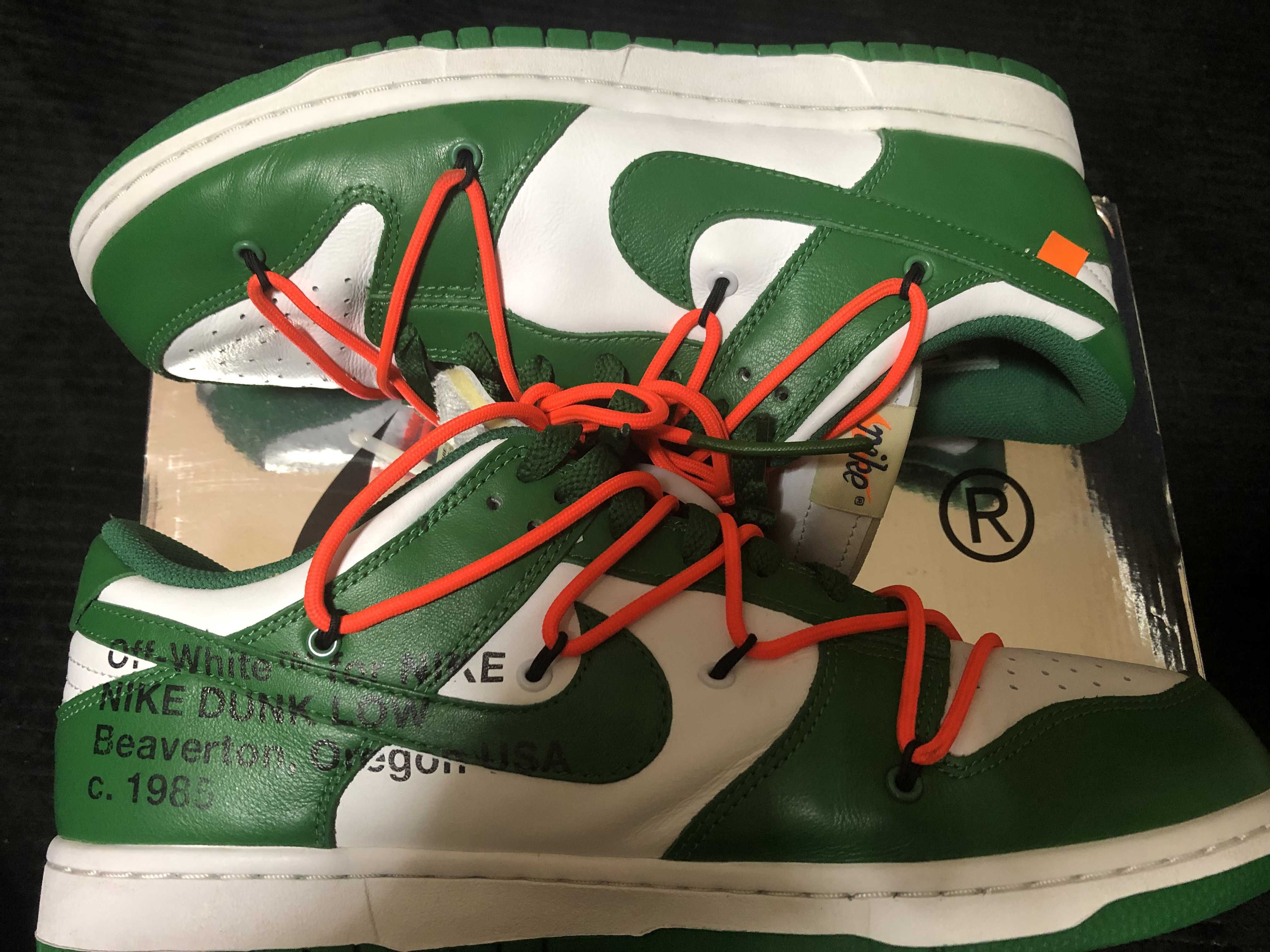 Off-White × Nike Dunk Low "White/Pine Green"