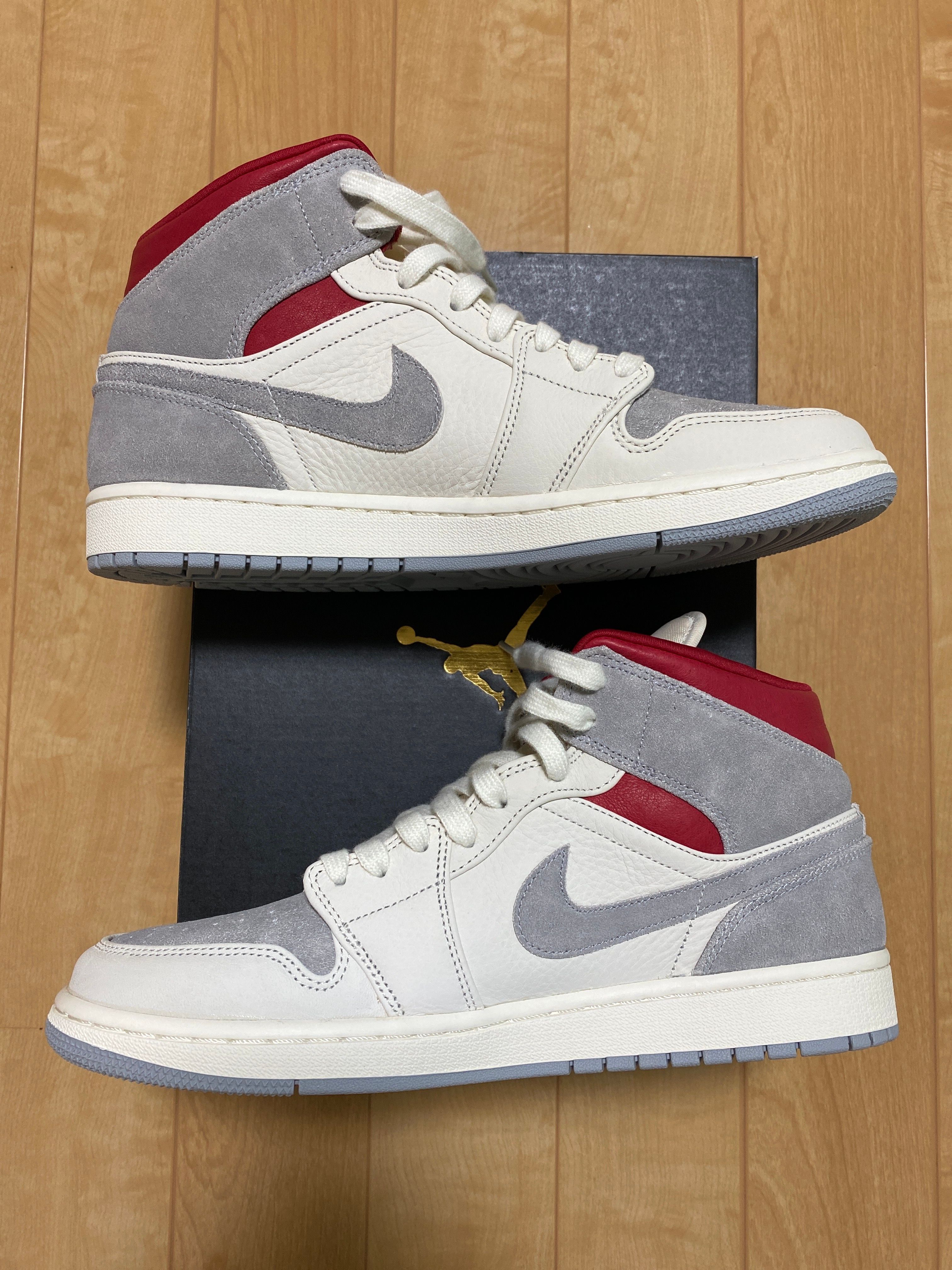 SNS×NIKE AIR JORDAN 1 MID "GREY/RED"