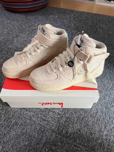 Stussy × Nike Air Force 1 Mid "Fossil Stone"