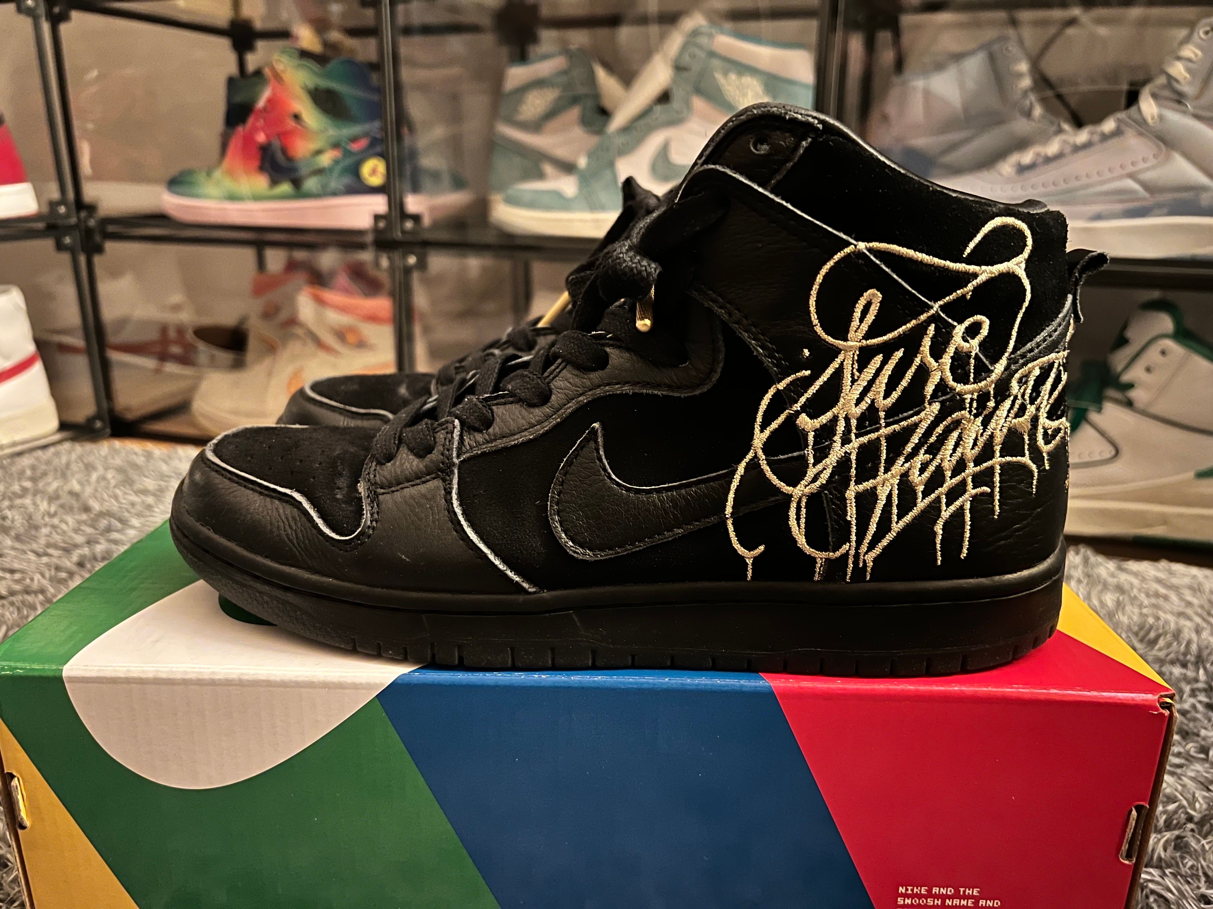 Faust × Nike SB Dunk High "Black and Metallic Gold"