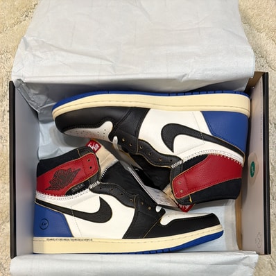 fragment design × UNION × Nike Air Jordan 1 High OG "Black/Varsity Red"