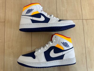 NIKE AIR JORDAN 1 MID "WHITE/NAVY/YELLOW"