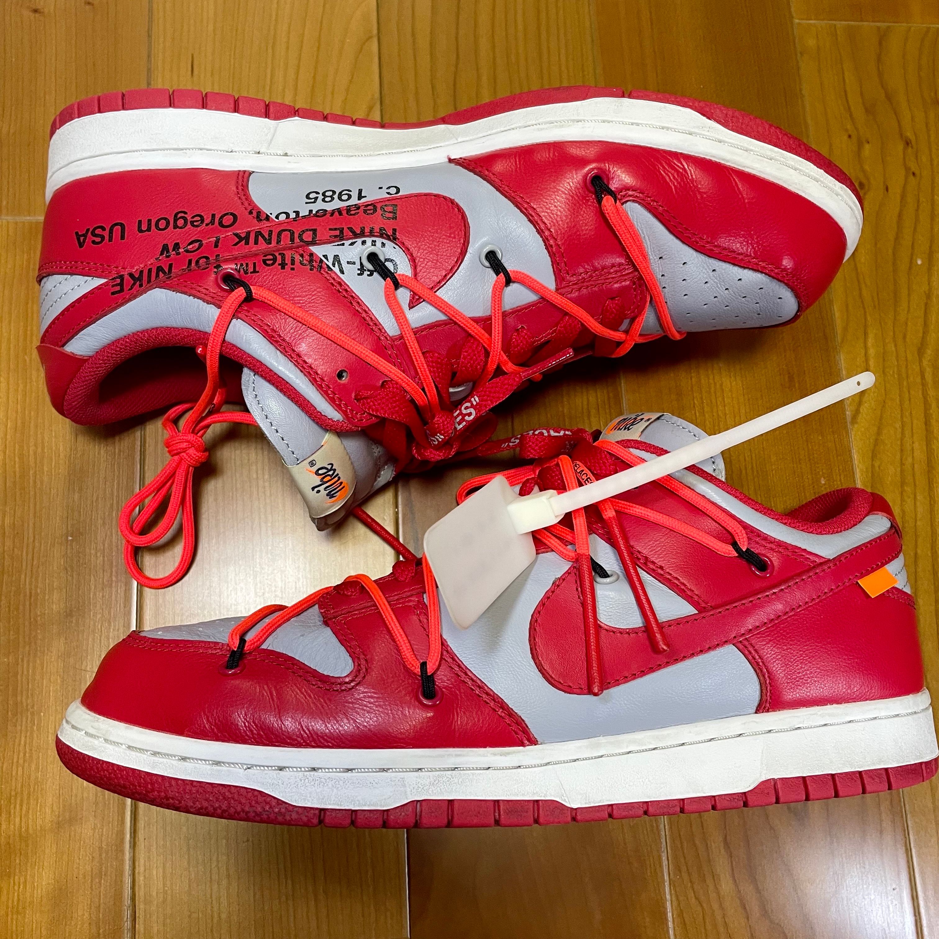 Off-White × Nike Dunk Low "University Red/Wolf Grey"