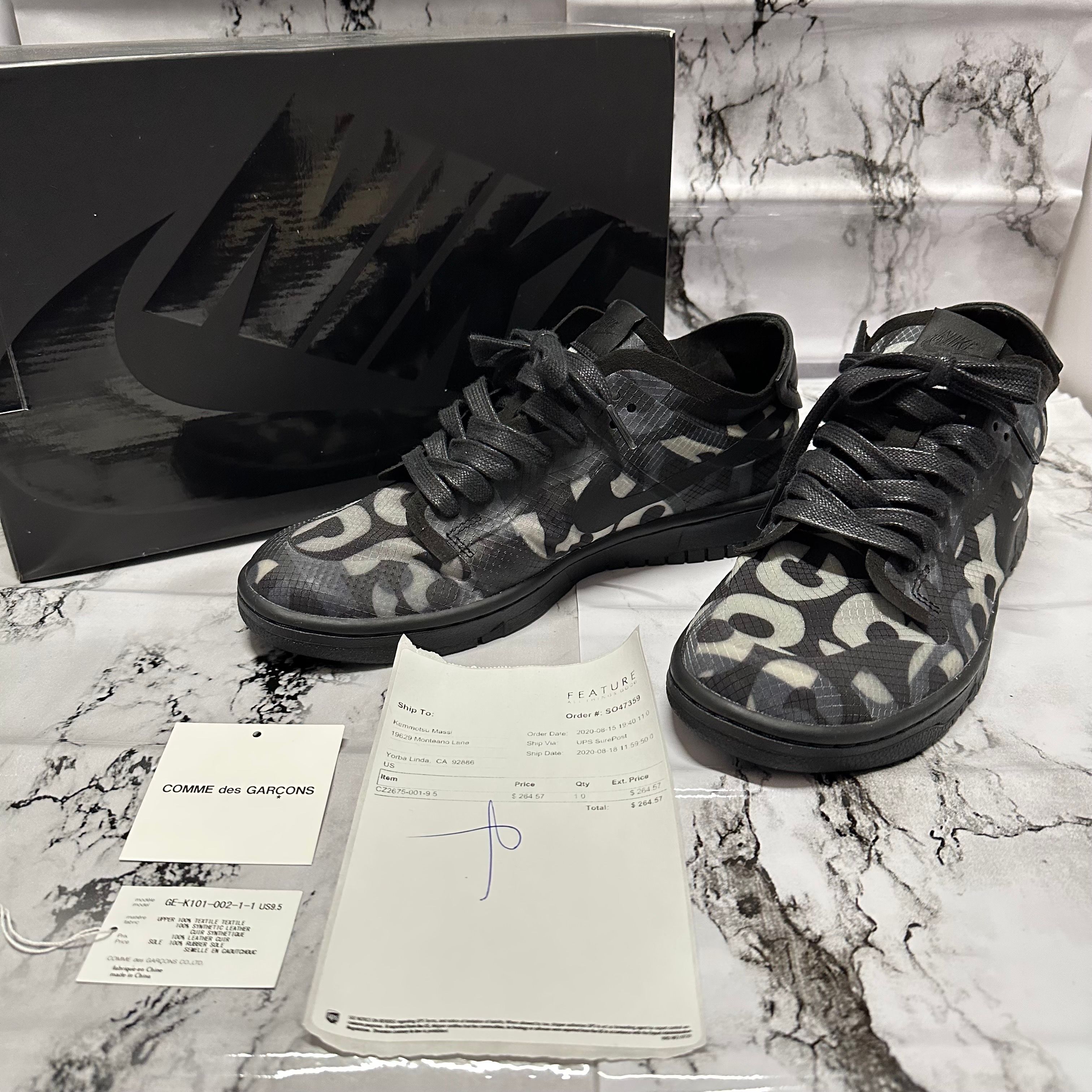 COMME des GARCONS × NIKE DUNK LOW Women's "BLACK/BLACK"