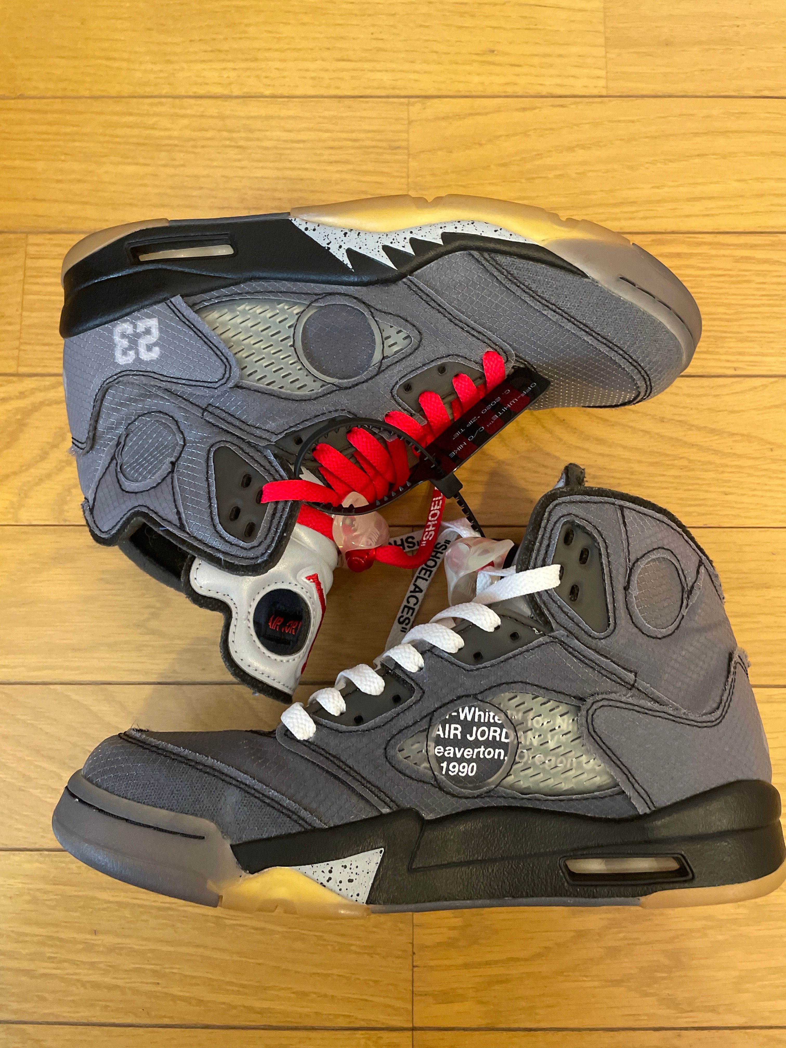 Off-White × Nike Air Jordan 5 "Black/Muslin/Fire Red"