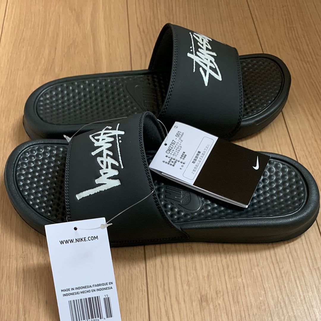 Stussy × Nike  Benassi Slide "Off Noir" (CW2787-001)