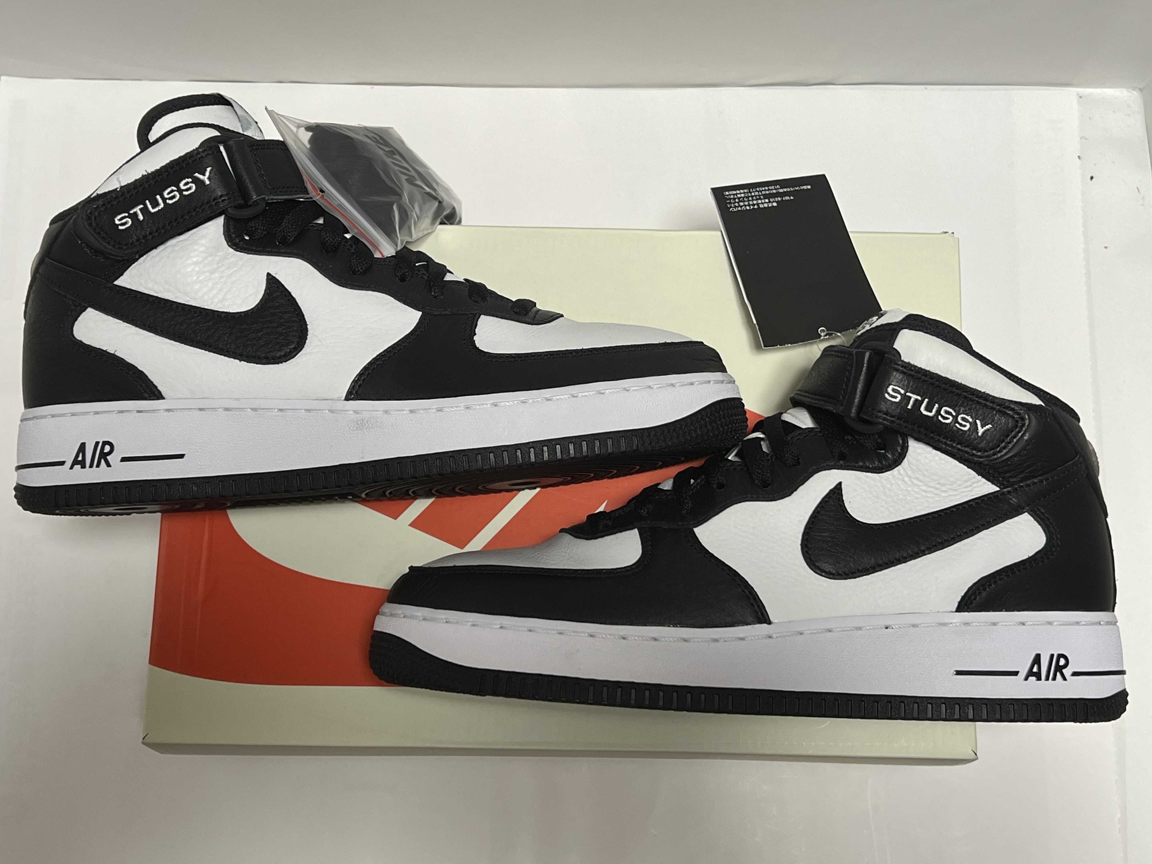 Stussy × Nike Air Force 1 Mid "Black and Light Bone"