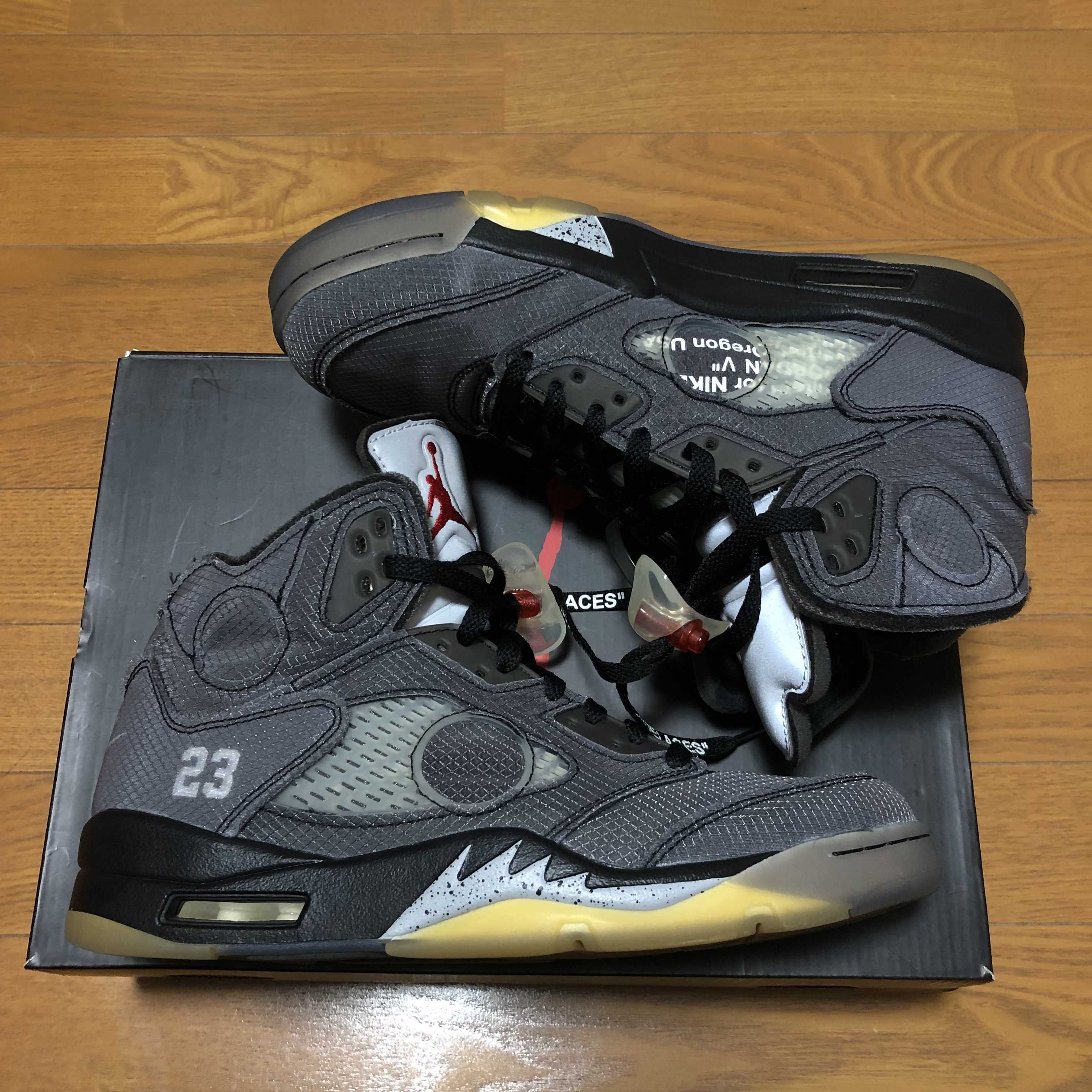 Off-White × Nike Air Jordan 5 "Black/Muslin/Fire Red"