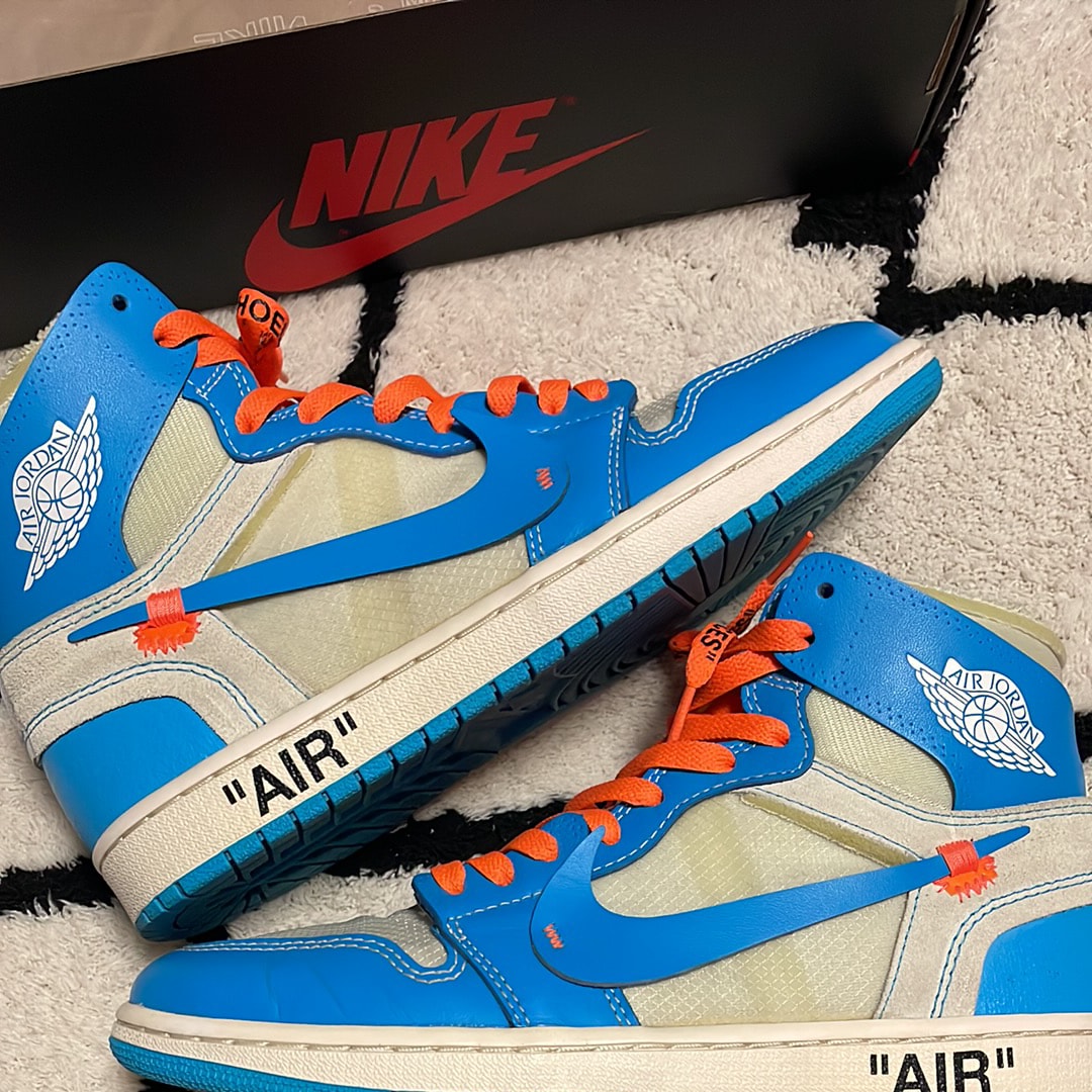 Off-White × Nike Air Jordan 1 High UNC "White/Dark Powder Blue"