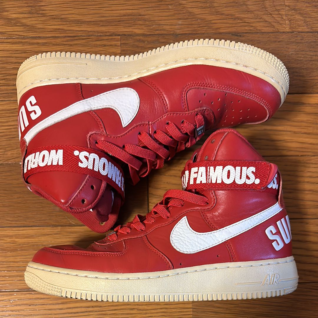 Supreme × Nike Air Force 1 High World Famous "Red"