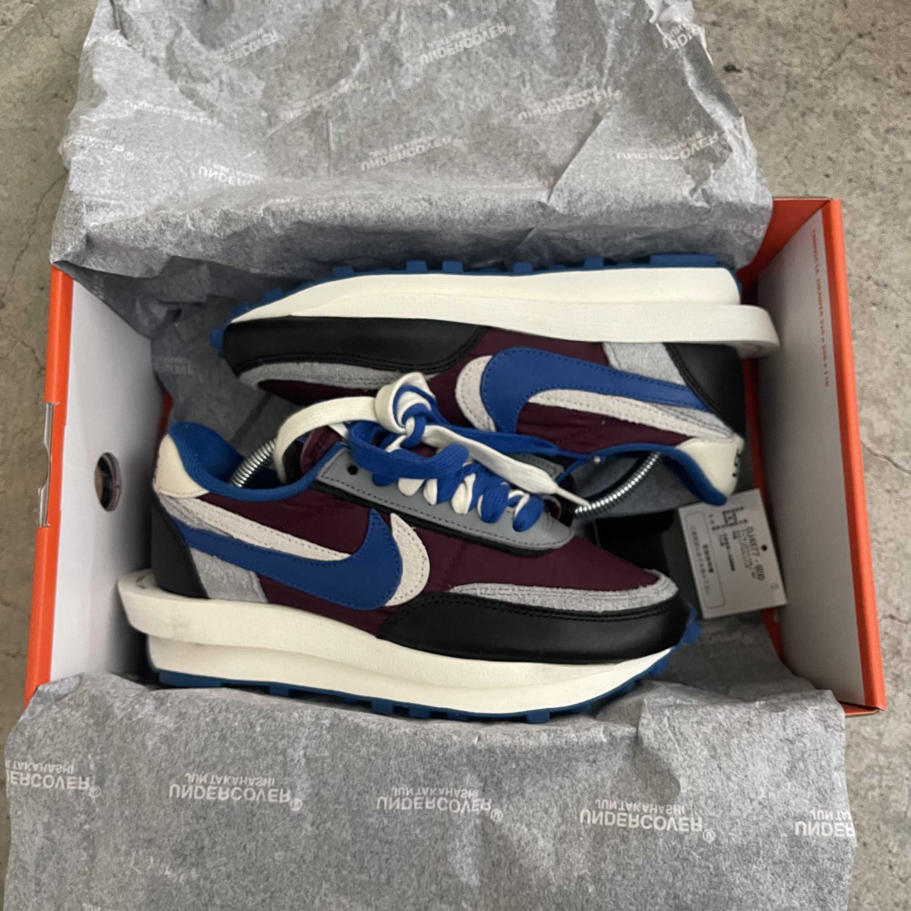 UNDERCOVER × sacai × Nike LD Waffle "Night Maroon/Pale Ivory-Ground Grey-Team Royal"