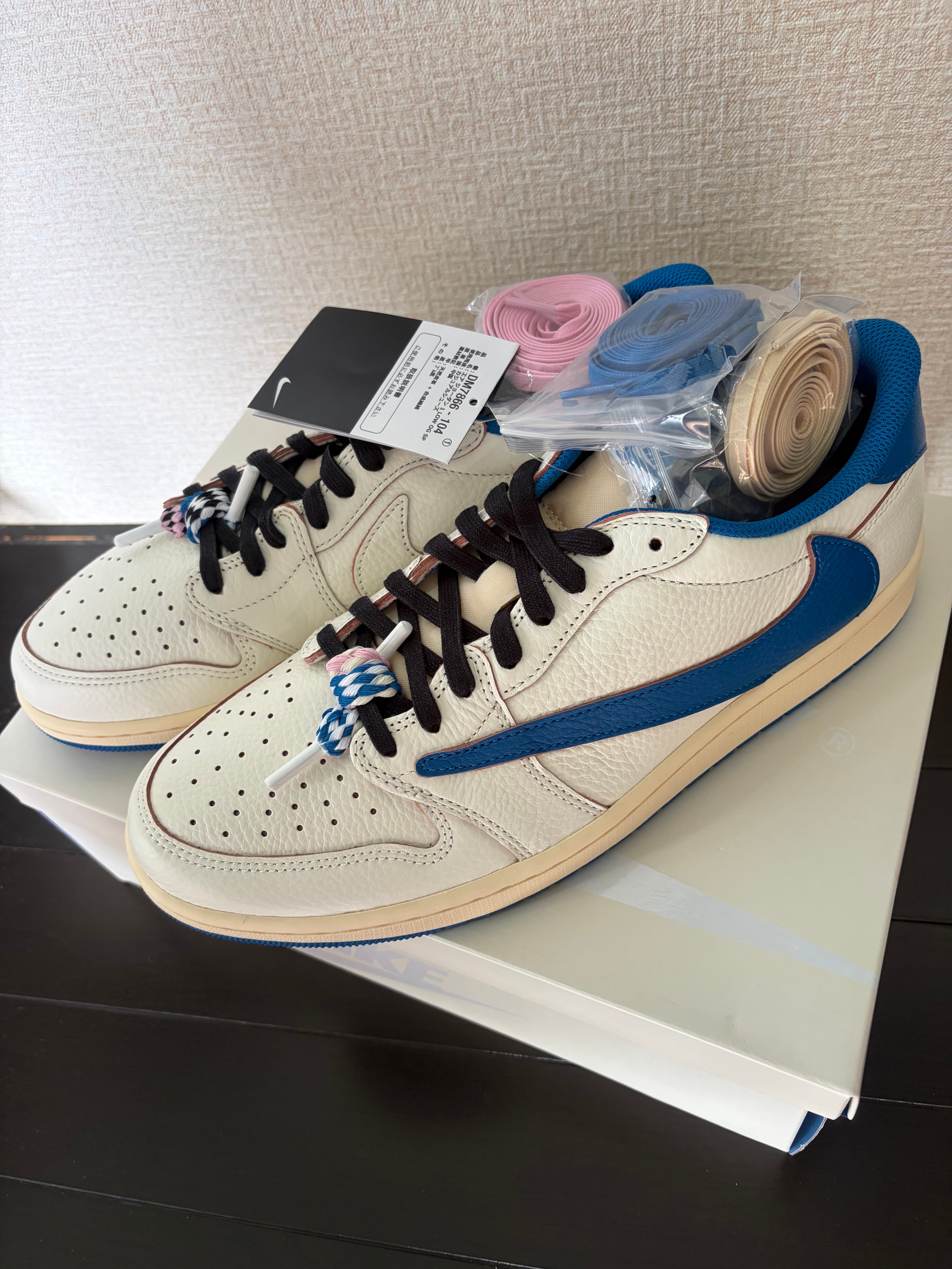 Travis Scott × fragment design × Nike Air Jordan 1 Low OG "Sail/Military Blue"