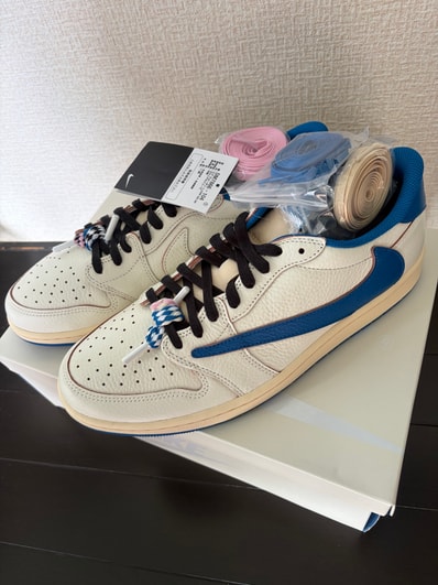 Travis Scott × fragment design × Nike Air Jordan 1 Low OG "Sail/Military Blue"