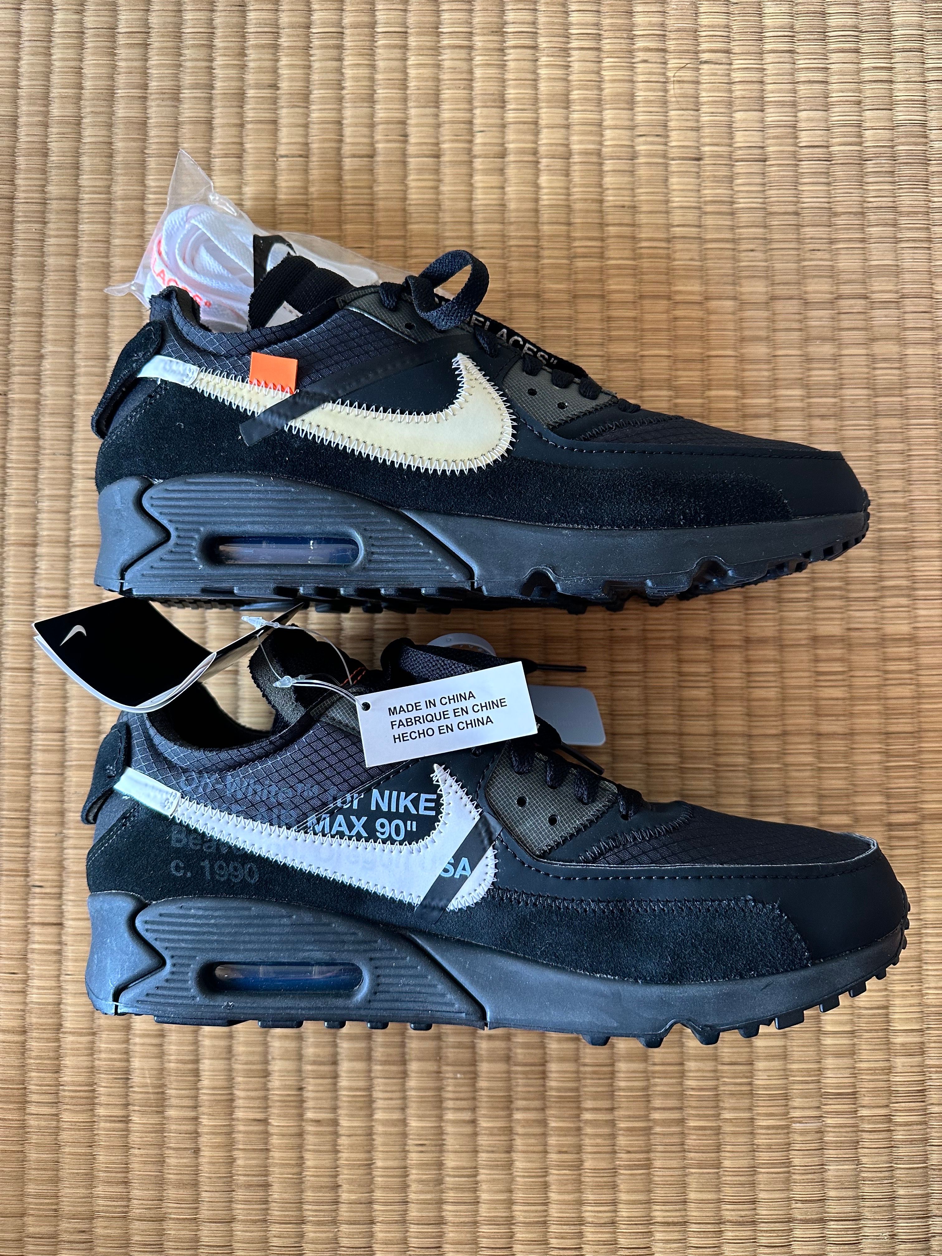 Off-White × Nike Air Max 90 "Black/Black-Cone-White"
