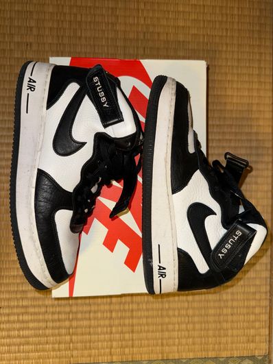 Stussy × Nike Air Force 1 Mid "Black and Light Bone"