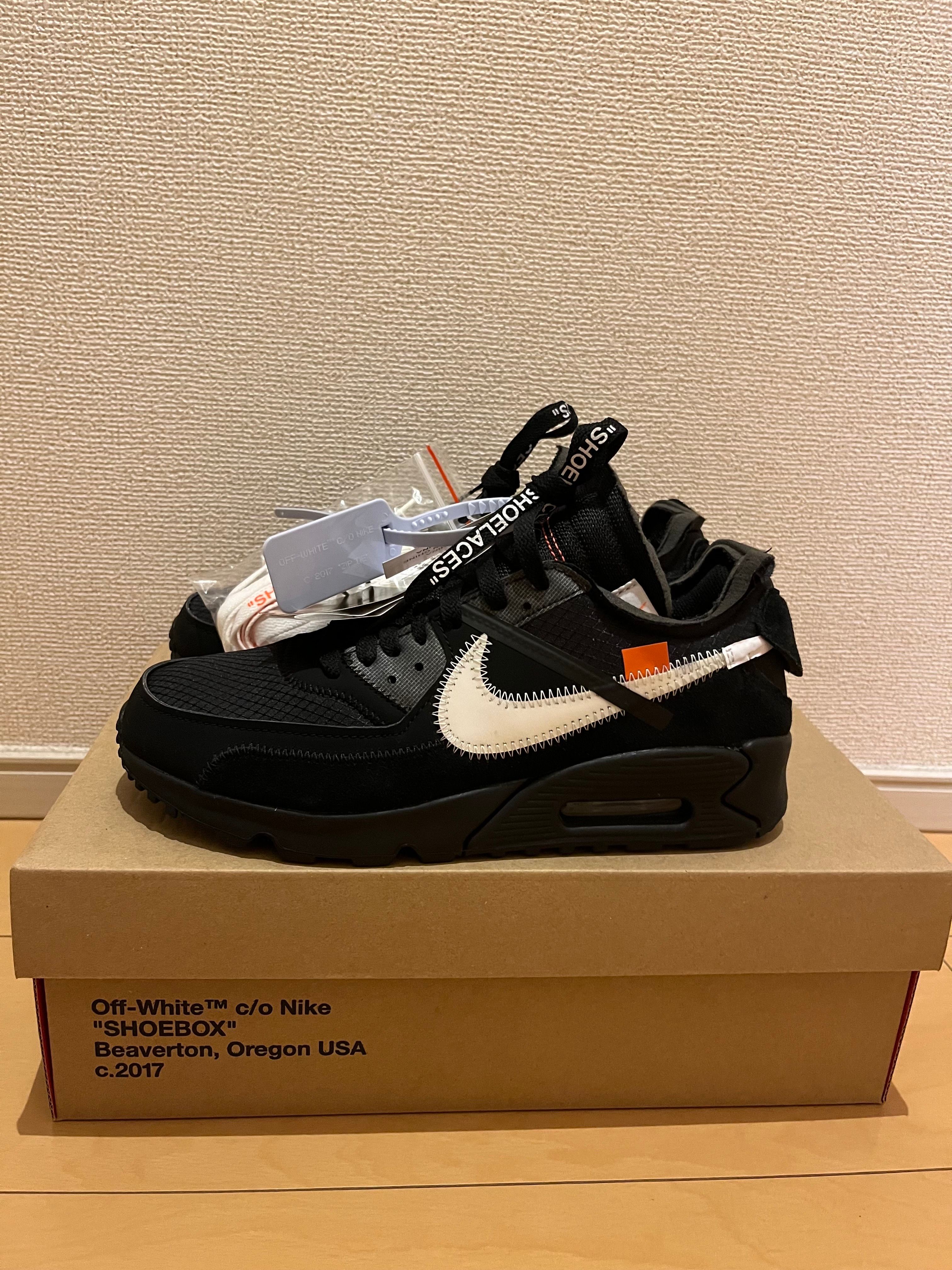 Off-White × Nike Air Max 90 "Black/Black-Cone-White"