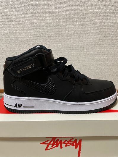 Stussy × Nike Air Force 1 Mid "Black/Black"
