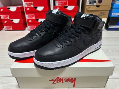 Stussy × Nike Air Force 1 Mid "Black/Black"