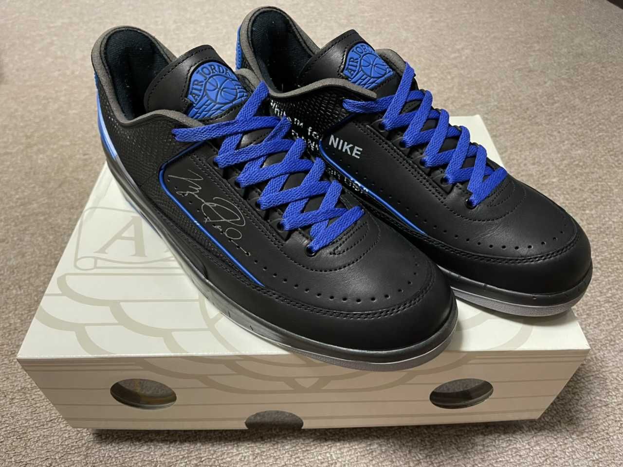 Off-White × Nike Air Jordan 2 Low "Black and Varsity Royal"