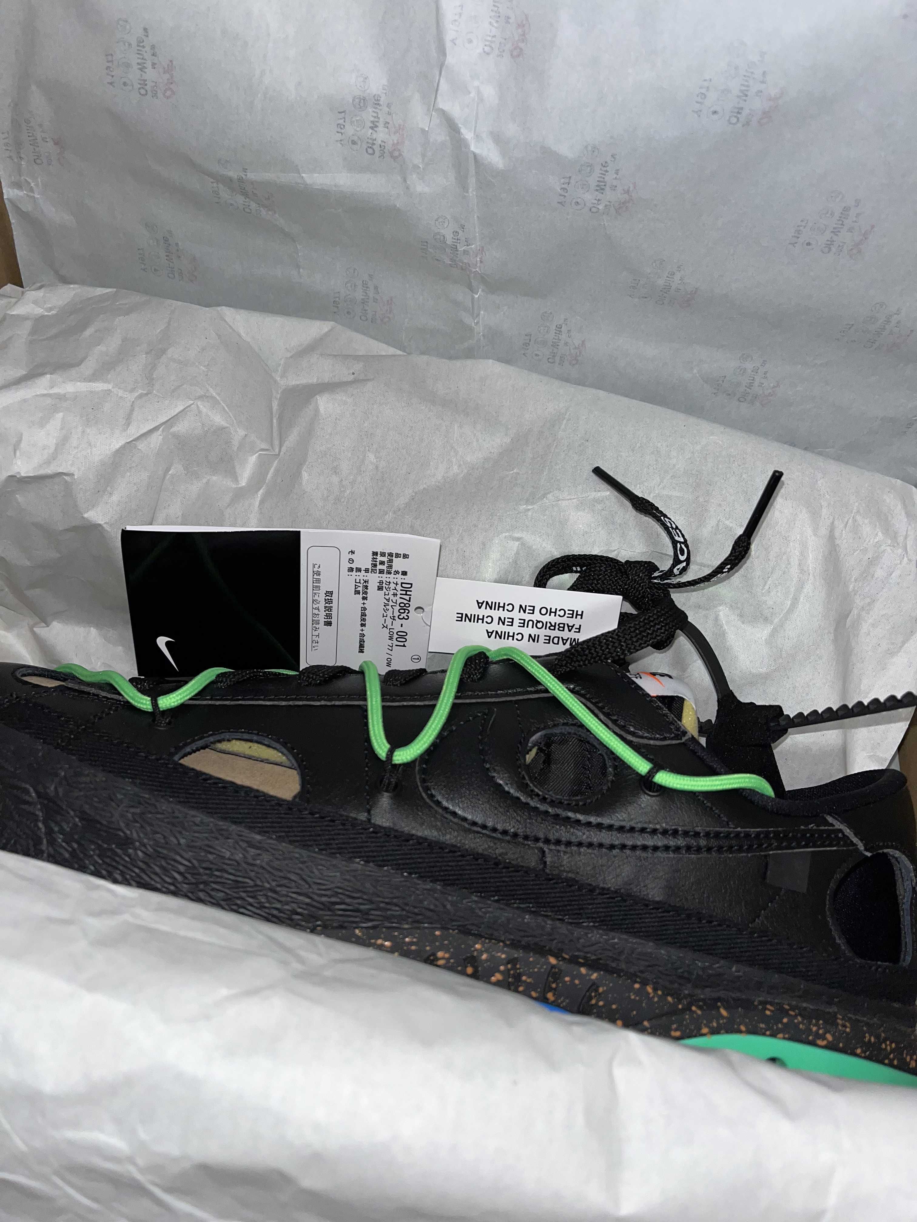 Off-White × Nike Blazer Low "Black and Electro Green"