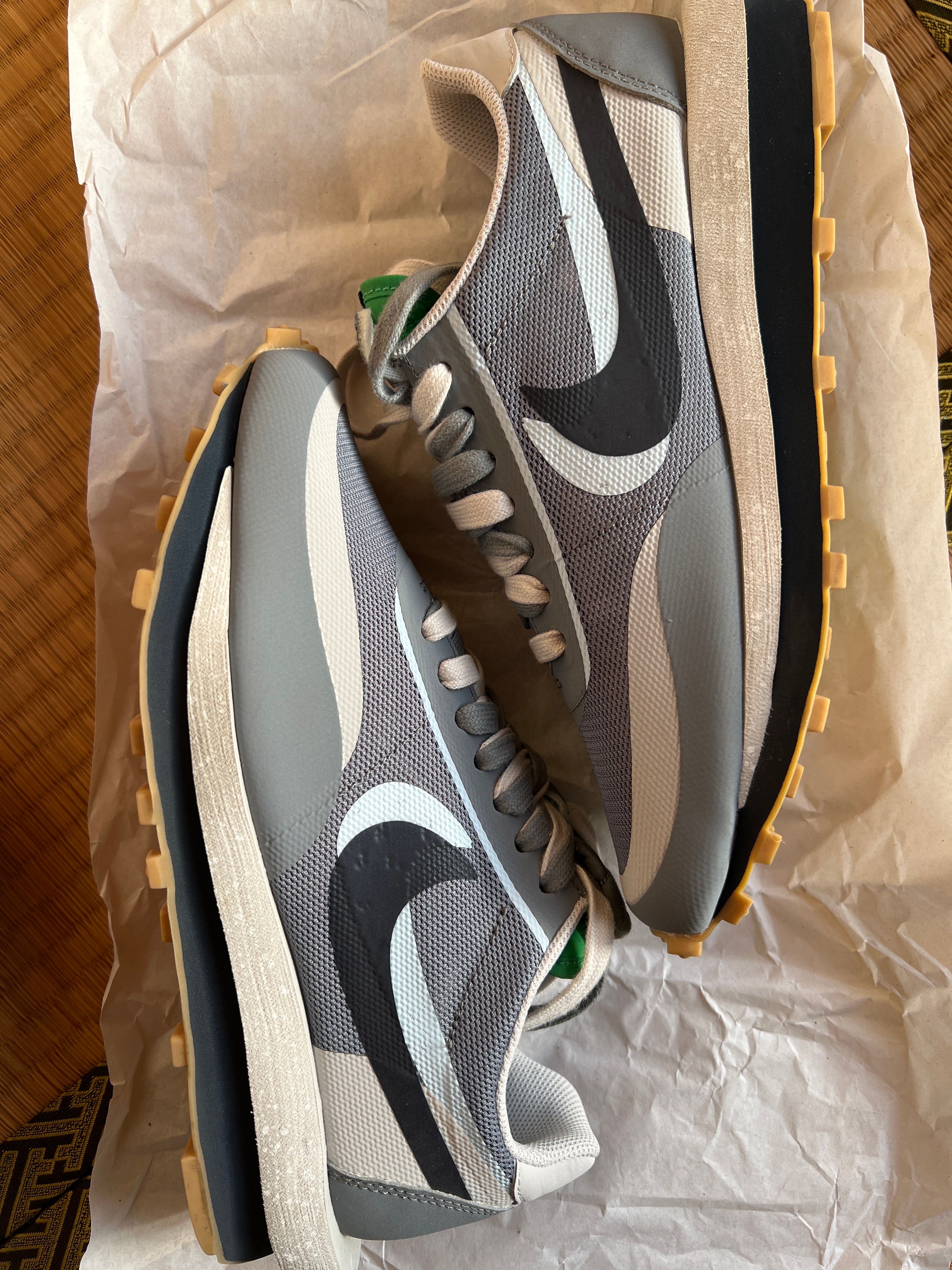 CLOT × Sacai × Nike LD Waffle "Grey Obsidian/Cool Grey"