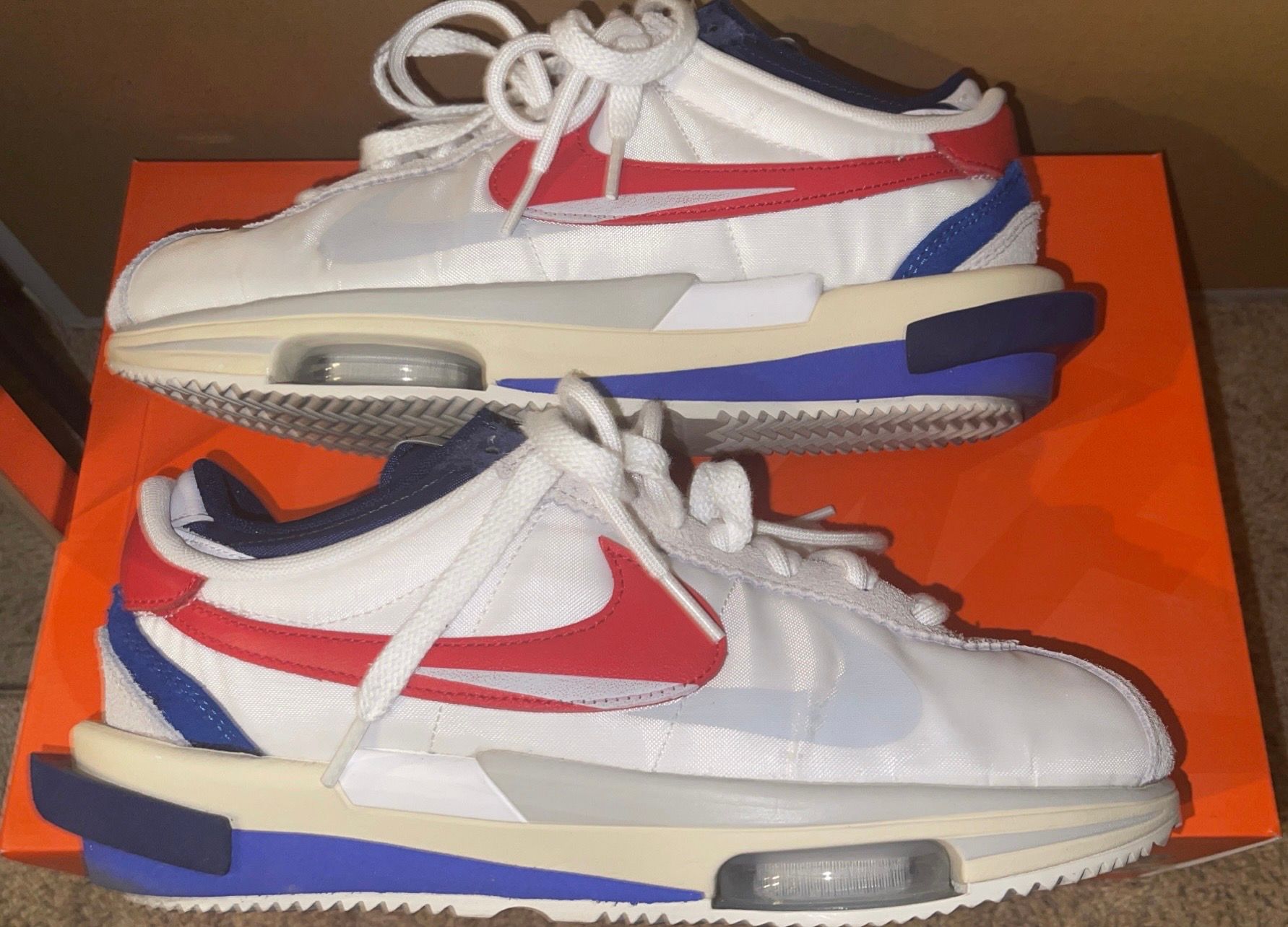 sacai × Nike Zoom Cortez "White and University Red"