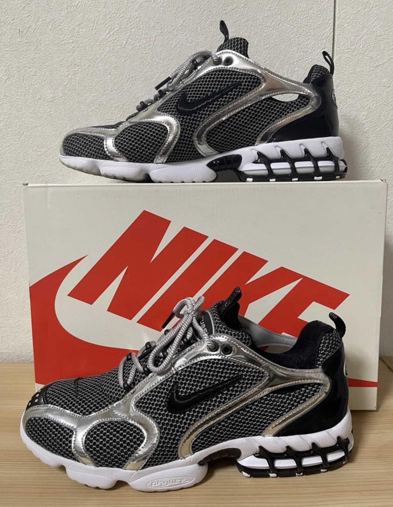STUSSY × NIKE AIR ZOOM SPIRIDON CAGED "PURE PLATINUM/BLACK-WHITE"