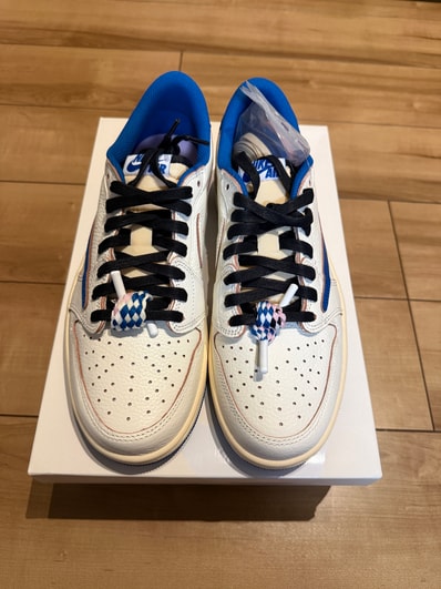 Travis Scott × fragment design × Nike Air Jordan 1 Low OG "Sail/Military Blue"